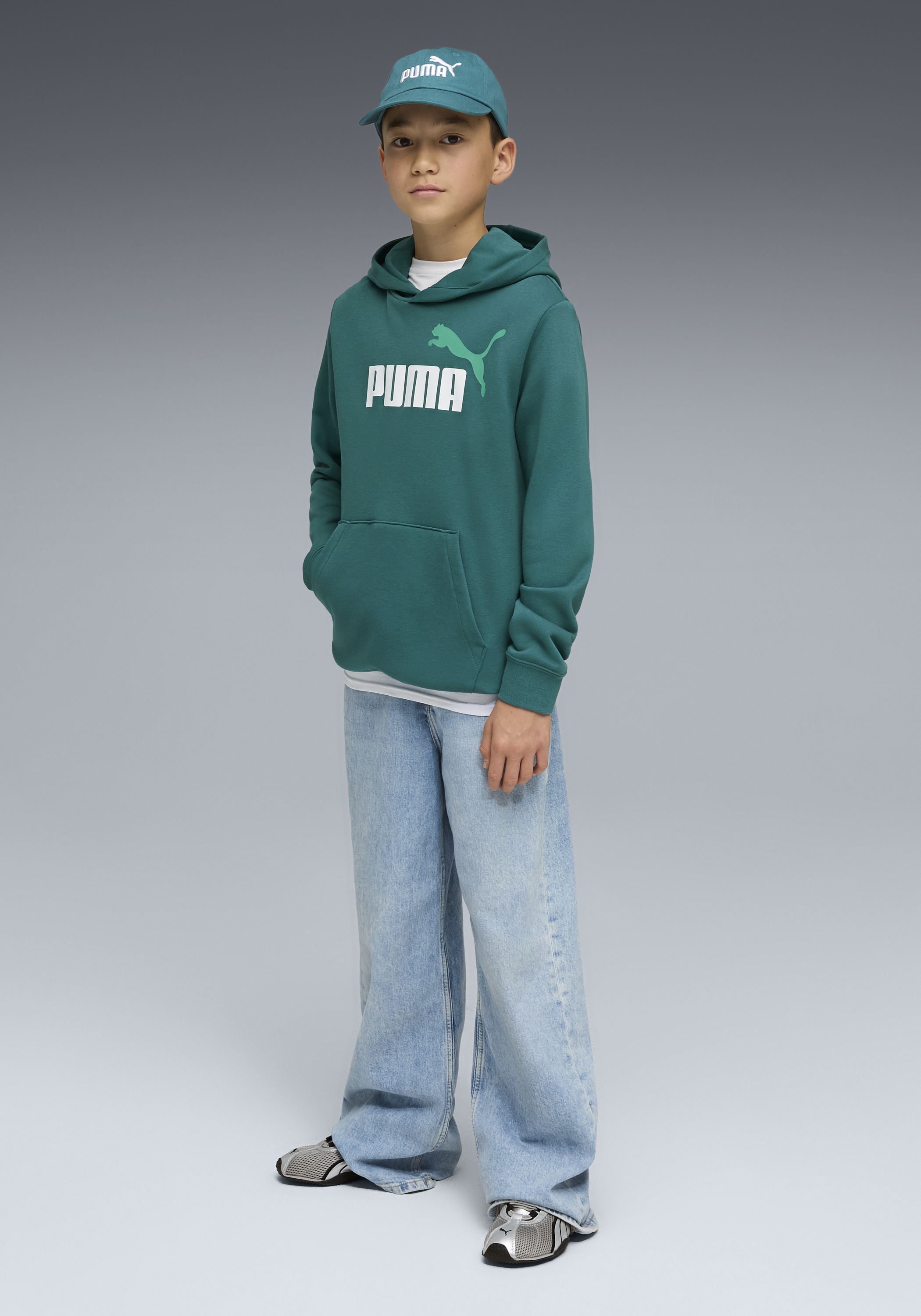 PUMA Sweat à capuche »ESS 2 COLOR NO.1 LOGO HOODIE TR B«, für Jugendliche, mit Print-Applikation, mit Kängurutasche

