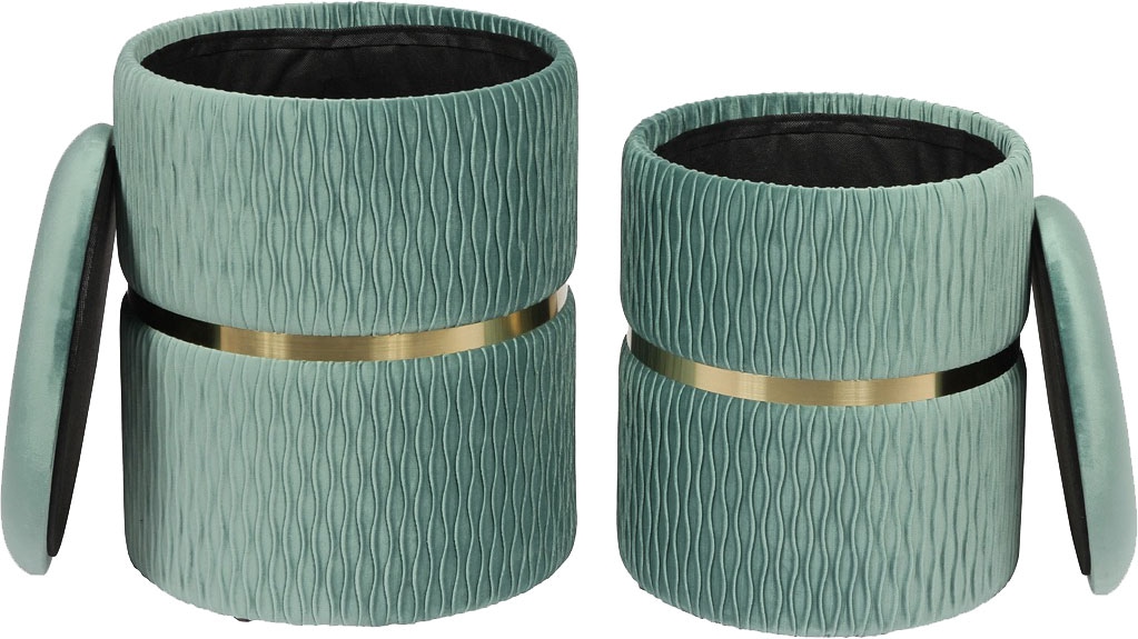 Kayoom Tabouret rembourré »Hocker Zora 425 2er-Set, Praktischer und versteckter Stauraum« Set, 2 cuis tlg. 2er-Set mit Stauraum, ineinander stapelbar, goldener Ring