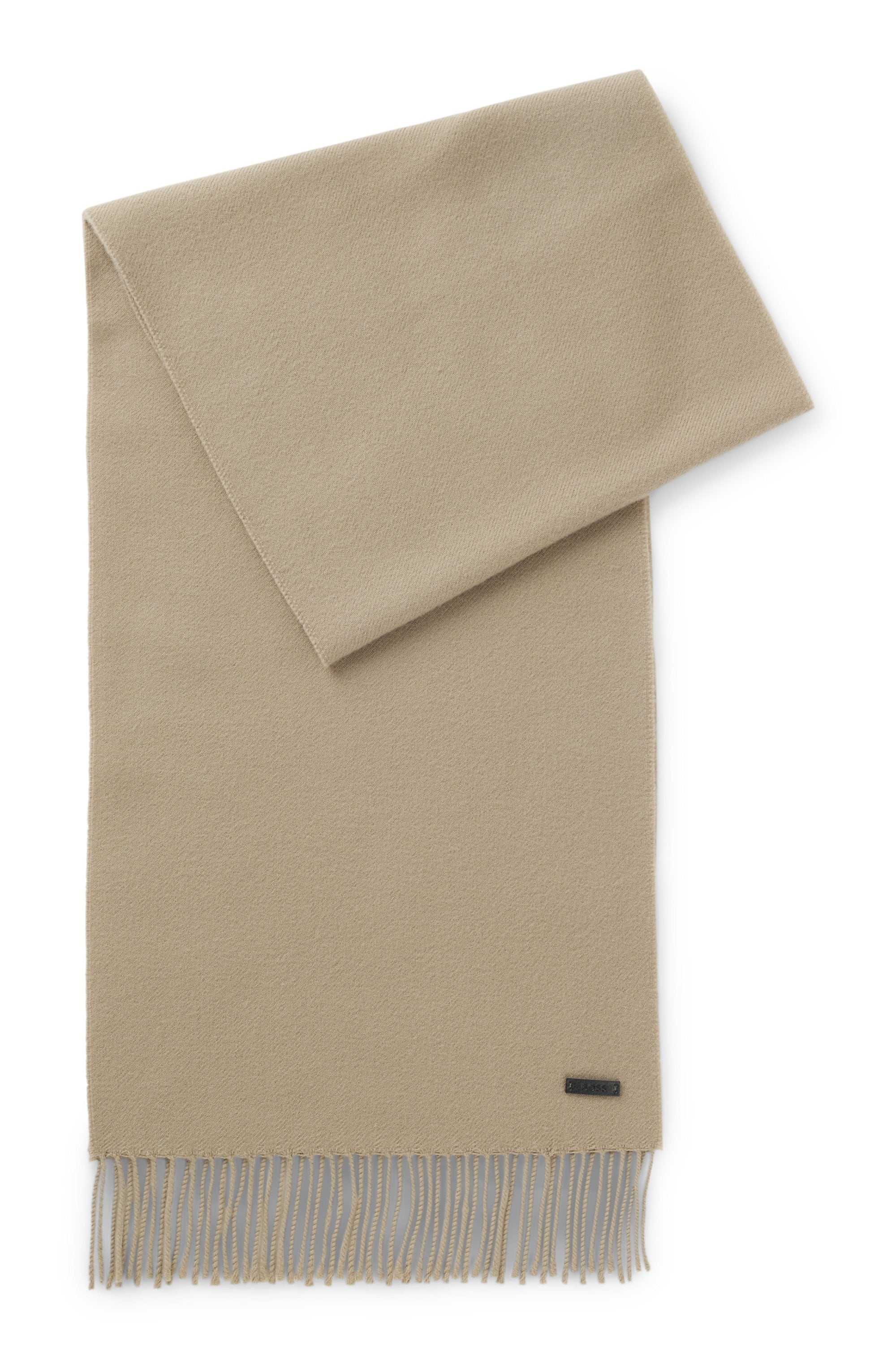 BOSS Écharpe en laine »Naster 35*180« avec franges torsadées, en laine, étiquette cuir, qualité premium