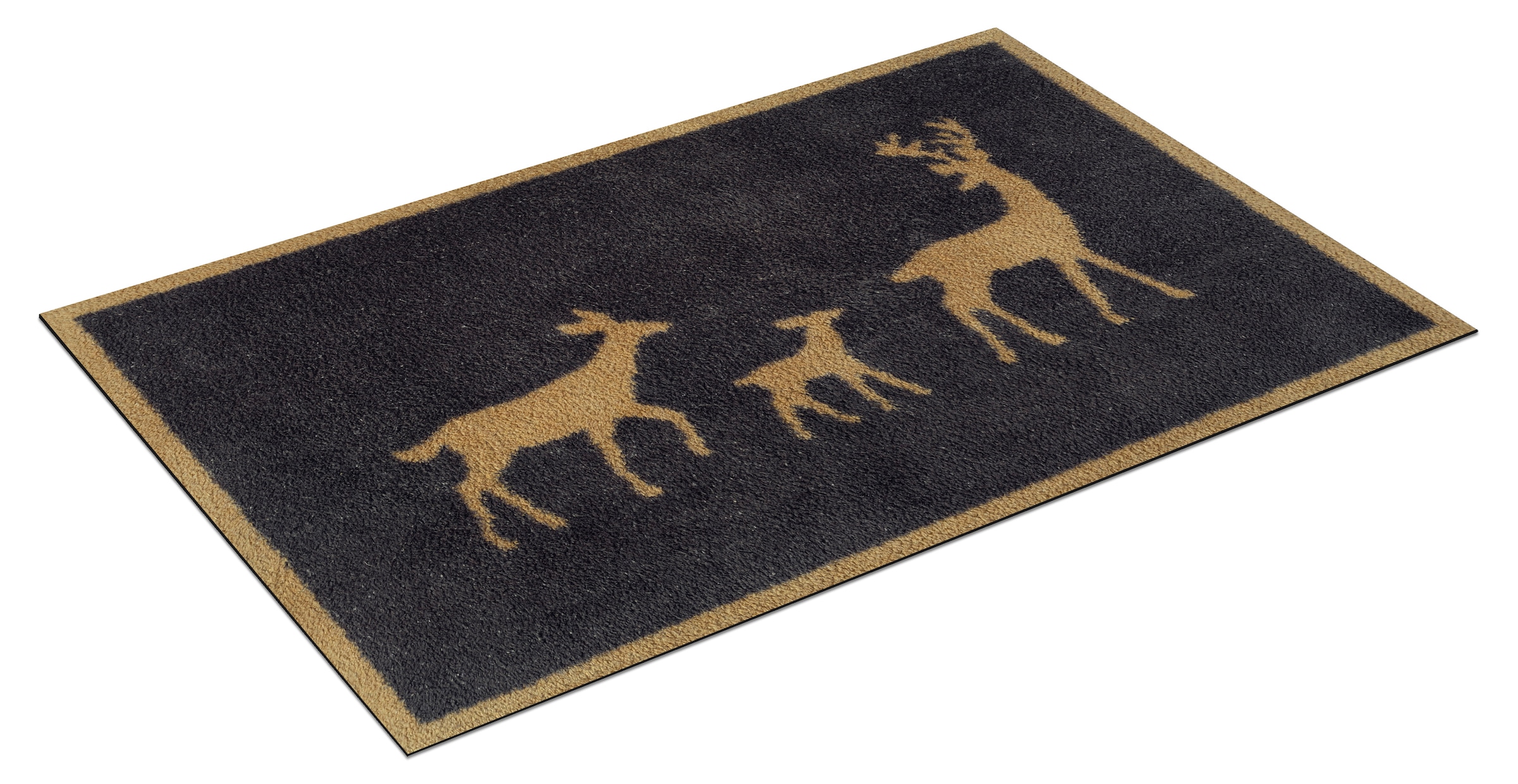 Turtle Mat Tapis de sol »Deer Family Gold« Rectangulaire 9 mm Höhe lavable et compatible sèche-linge