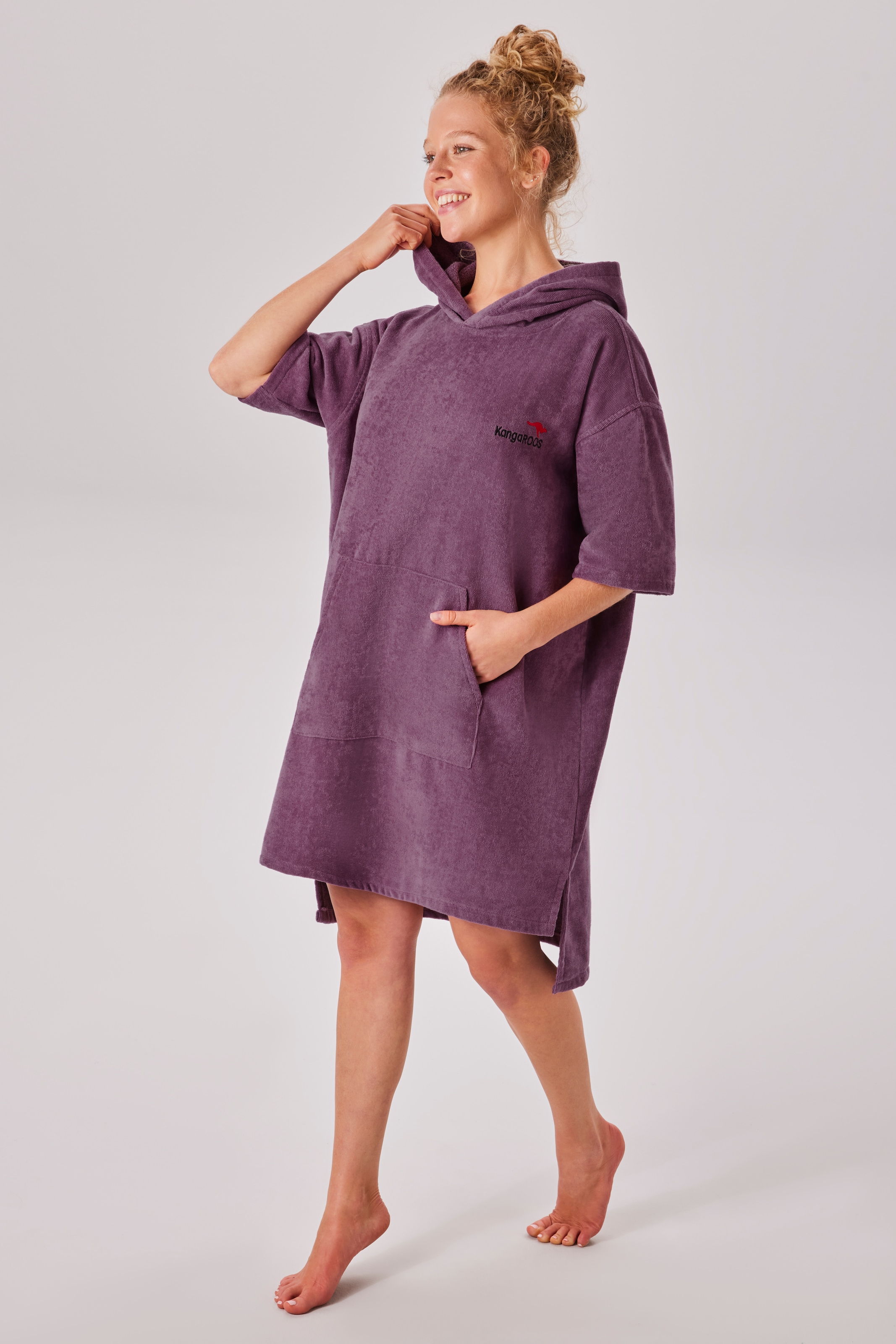 KangaROOS Poncho de bain »Summer, ideal für Sauna, Spa & im Urlaub, Damen & Herren« 1 cuis Surfponcho, mit Bauchtasche, 100% Baumwolle, Frottee