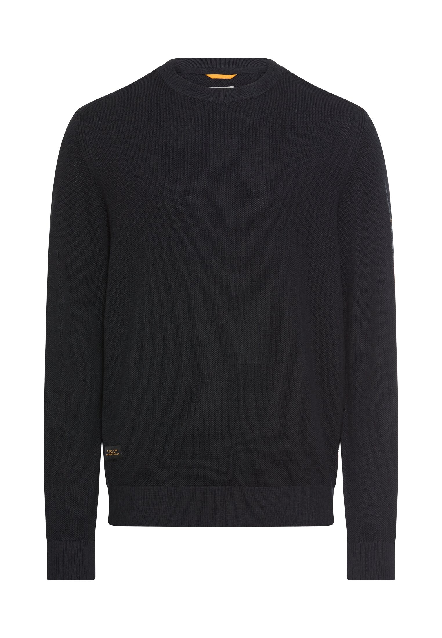 camel active Pull en tricot unifarben und aus reiner Baumwolle