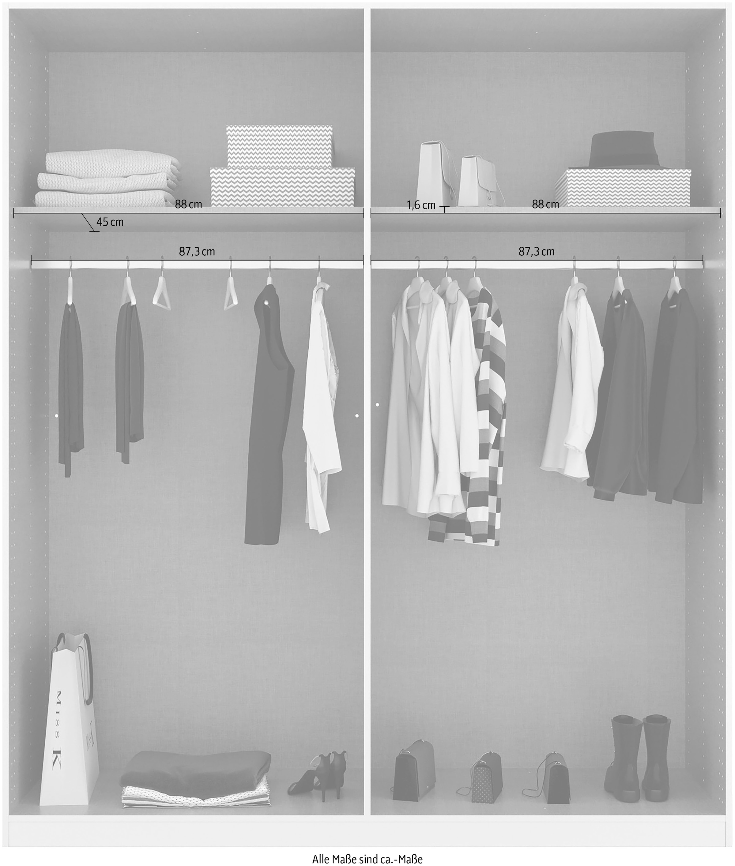 rauch Drehtürenschrank »Kleiderschrank Schrank Garderobe Ankleide HOMEY BY QUADRA SPIN« Breiten: 181/226/271 cm, Höhe 210 cm,  mit Grifflaschen aus weichem, cognacbraunem Leder
