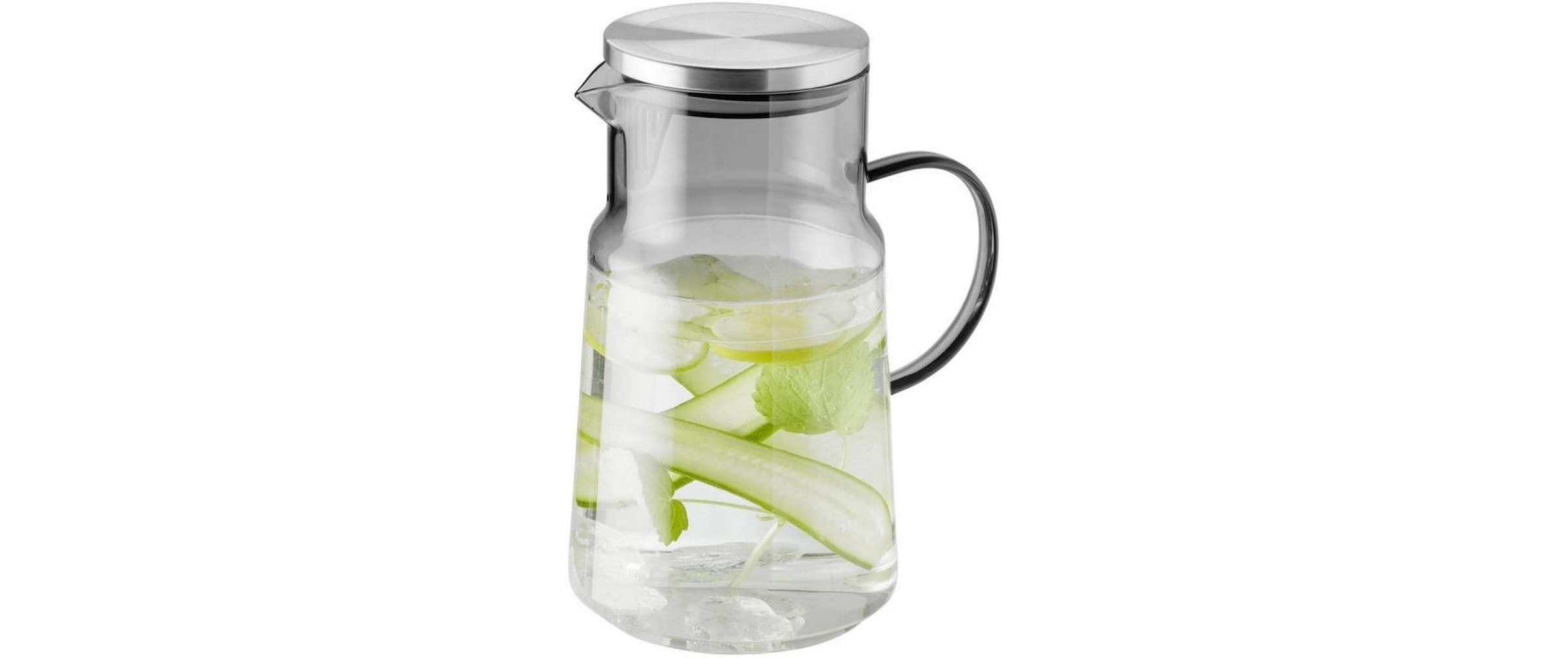 APS Carafe d'eau »Ø 13 cm, H: 23 cm, 2 Liter , Glas, Polypropylen, Silikon« Couvercle en acier inoxydable 18/8