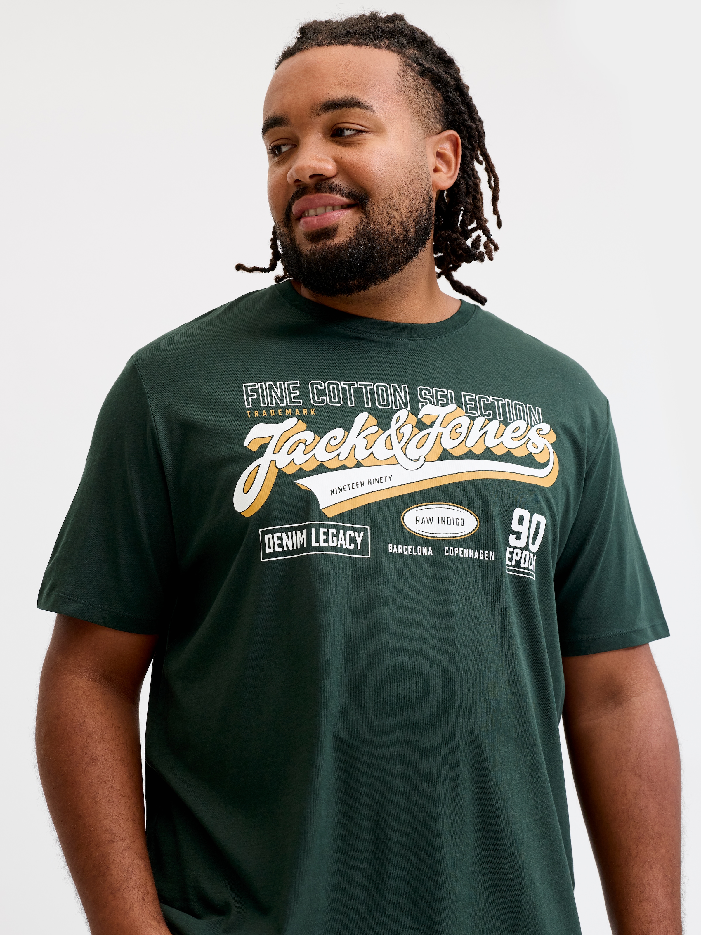 Jack & Jones PlusSize T-shirt »JJELOGO TEE SS O-NECK 2 COL AW26 SN PLS« en pur coton, avec bord droit au corps, en taille plus