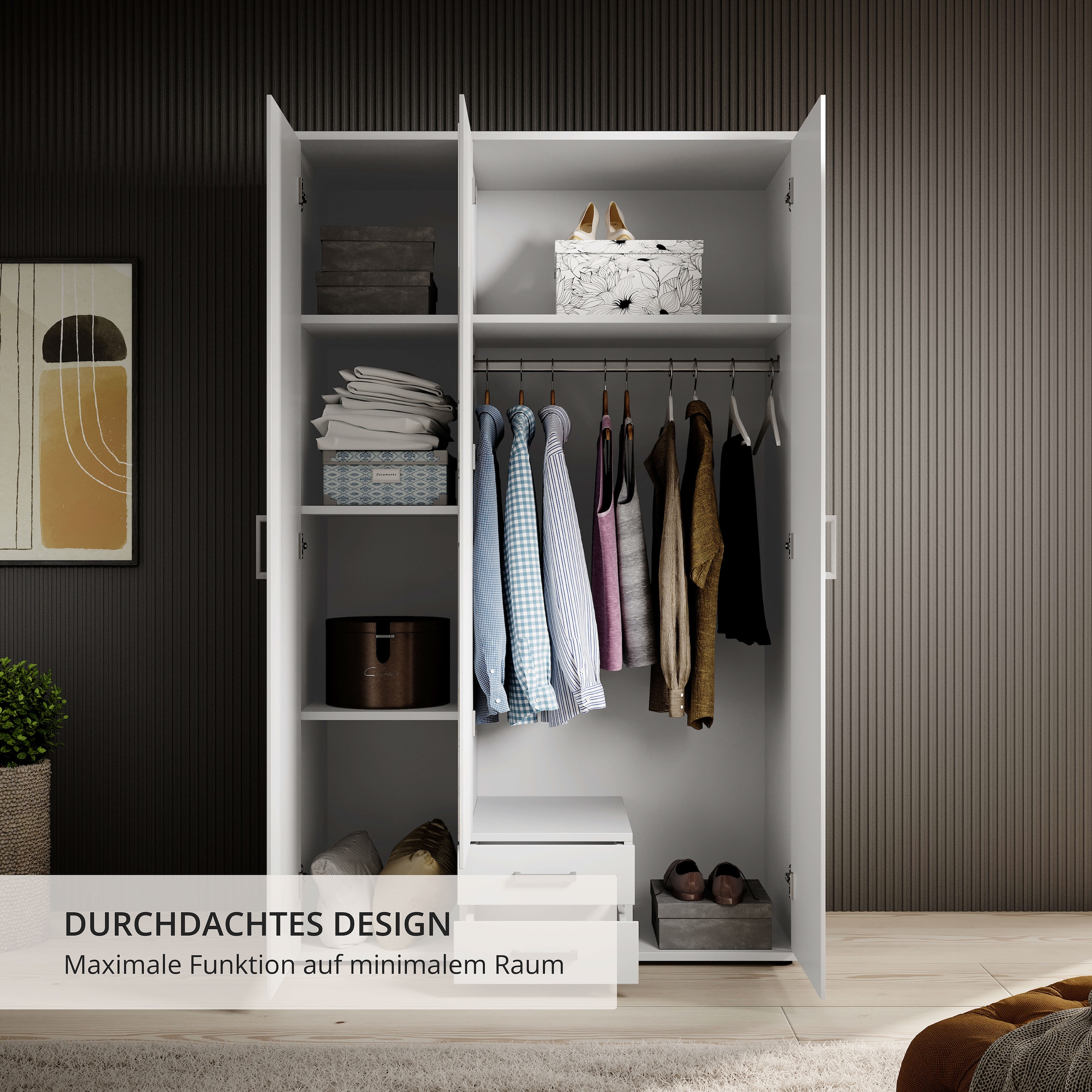 Schlafkontor Armoires à vêtements »Karl Drehtürenschrank Schlafzimmerschrank mit Spiegel Garderobe« in 2 Breiten, mit zusätzlichen Einlegeböden TOPSELLER