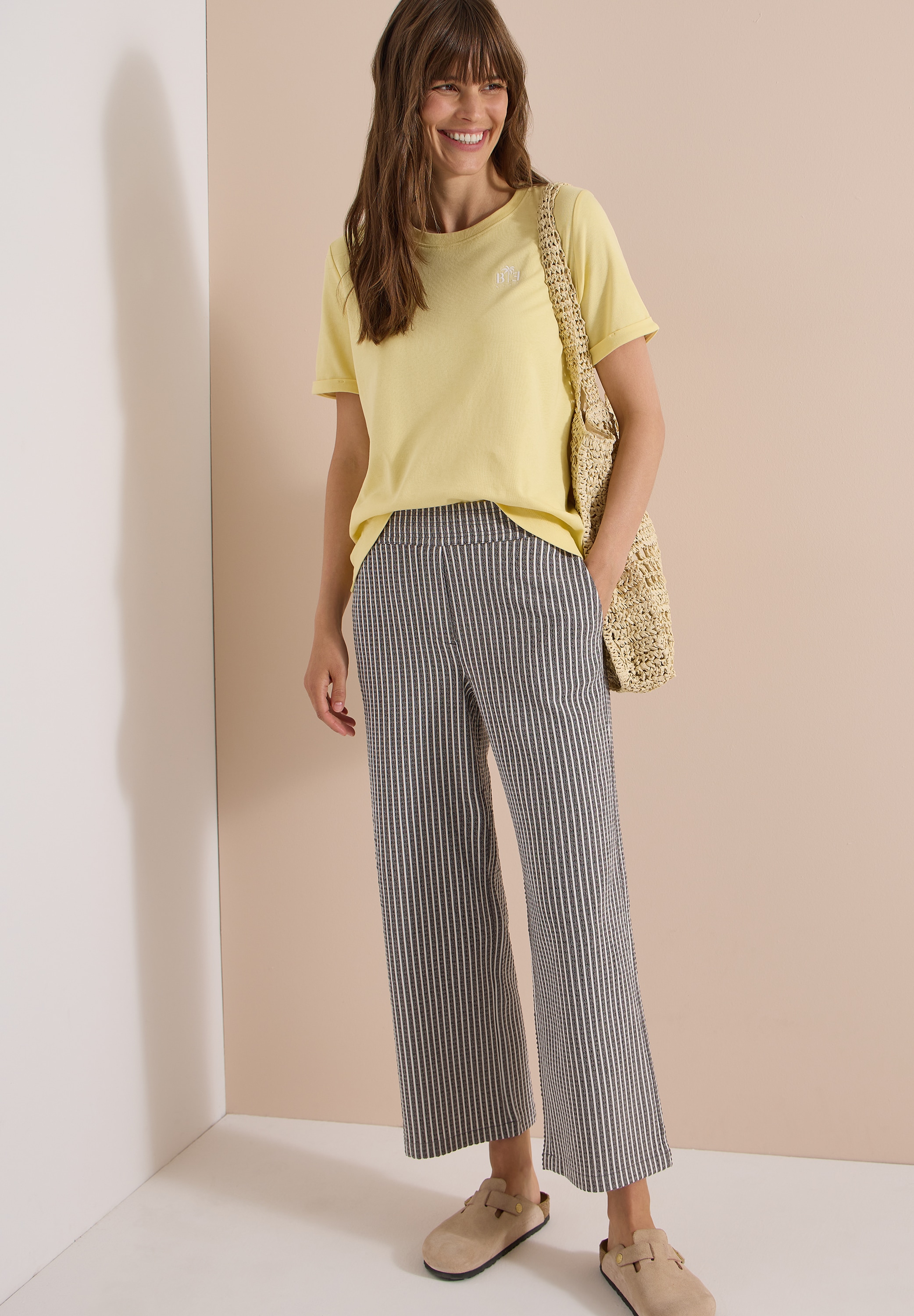 Cecil Pantalon 7/8 »Style Neele«  qualité seersucker, motif rayé, coupe ample