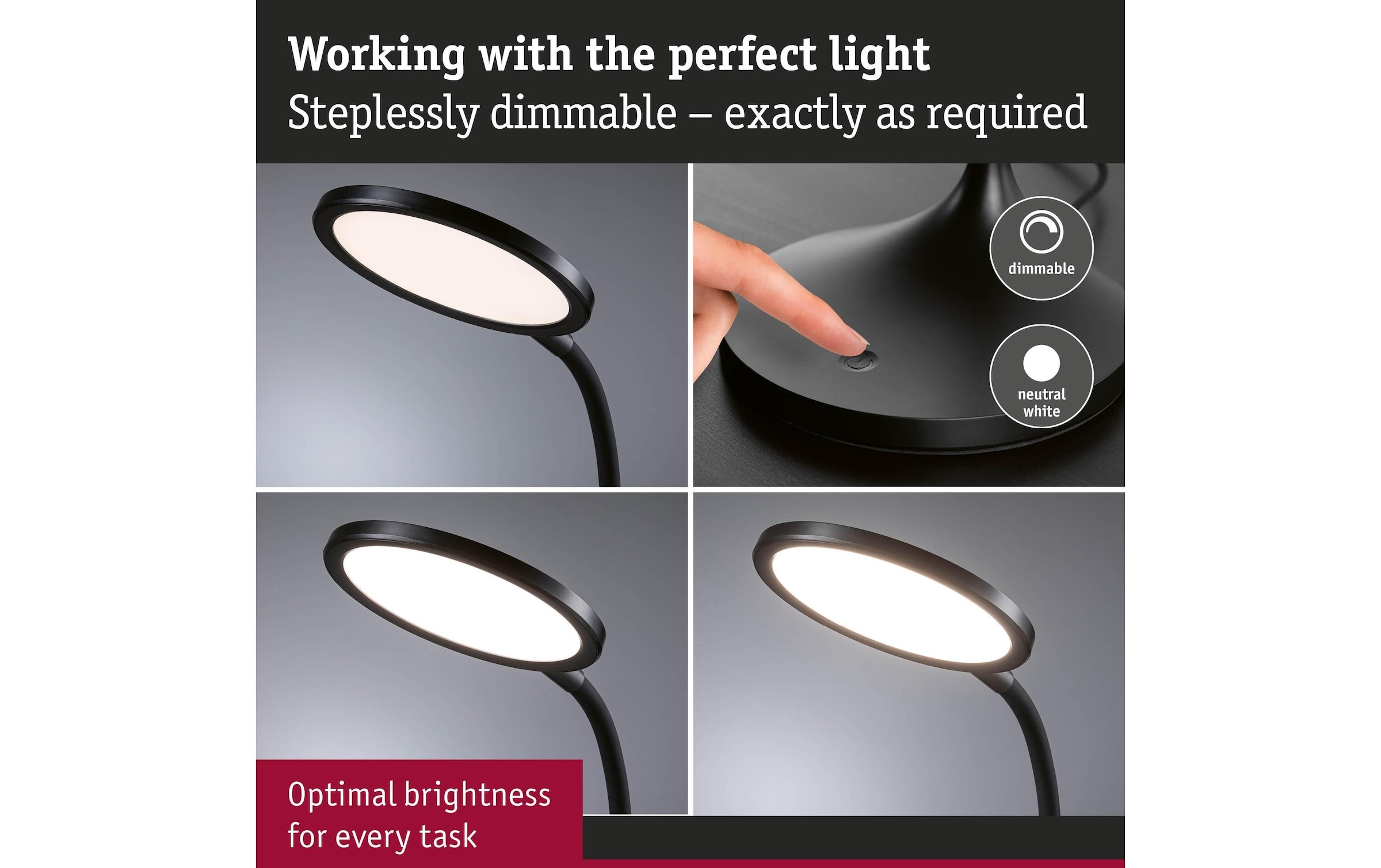 Paulmann LED Schreibtischlampe »Paulmann Schreibtischleuchte Schwarz, matt« LED-Modul warmweiss