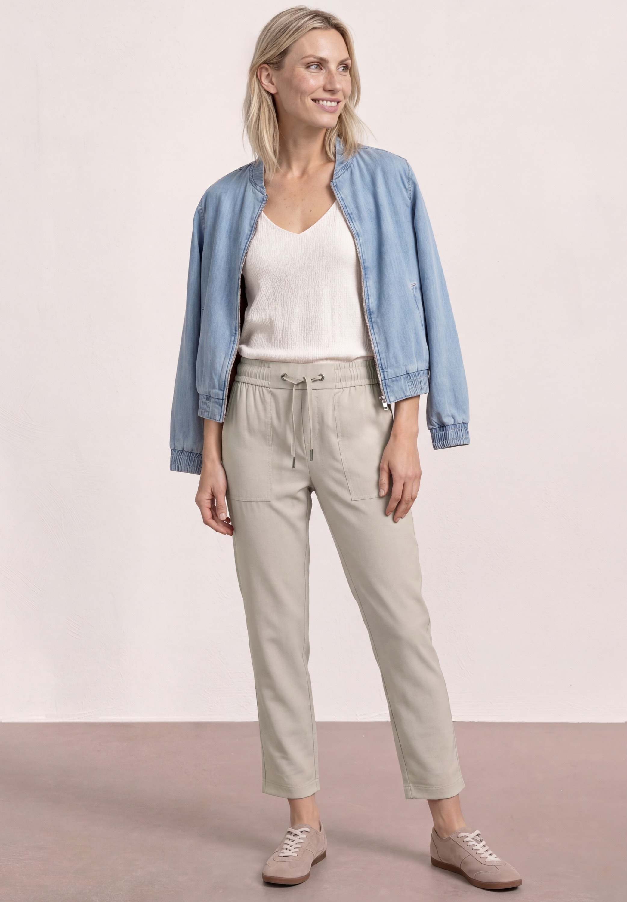 STREET ONE Pantalon 7/8 »Style Bonny«  aspect chiné, ceinture élastique