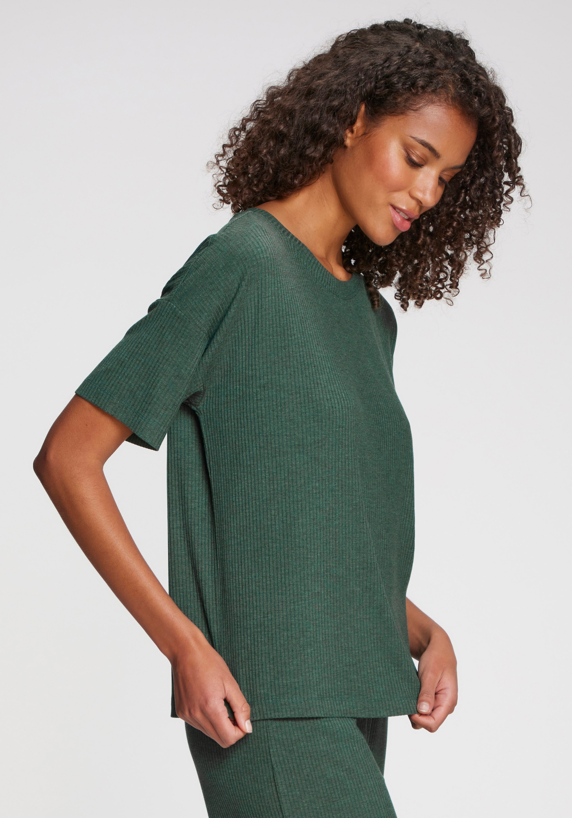 s.Oliver Pyjamaoberteil , Aus weicher Rippqualität
