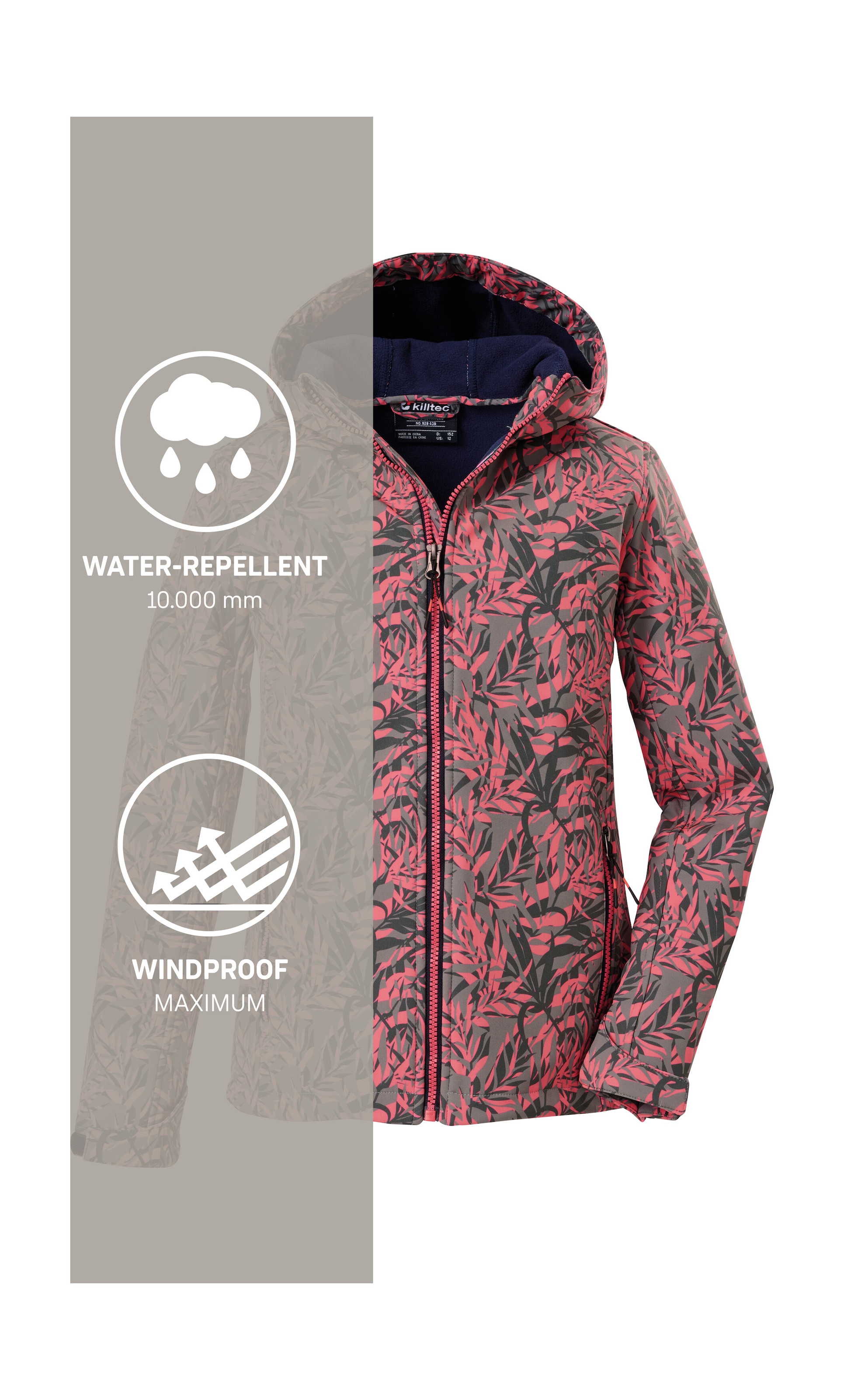 Killtec Softshelljacke »Mädchen Softshelljacke Print« Wasserdicht, windabweisend, atmungsaktiv, modischer Print