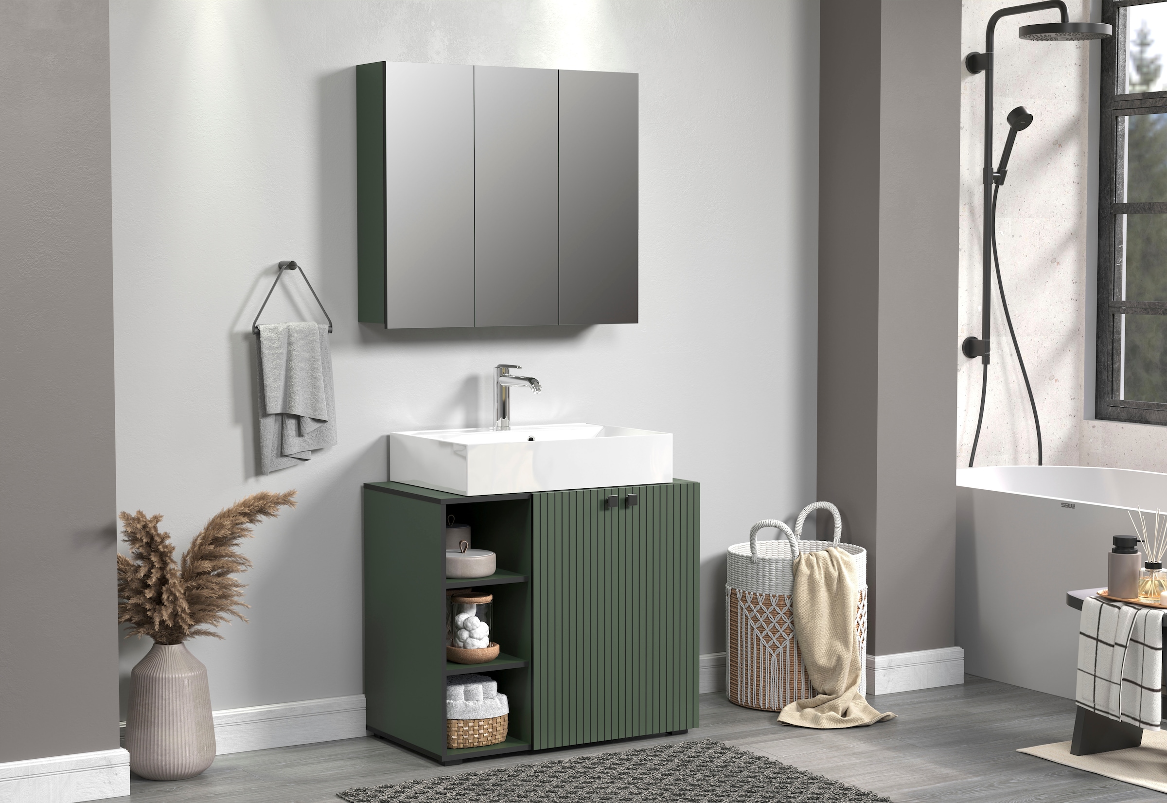 welltime Armoire sous lavabo »Amrum« Waschtisch auf Rollen - (B/T/H) wahlweise 60-80/42/64 cm