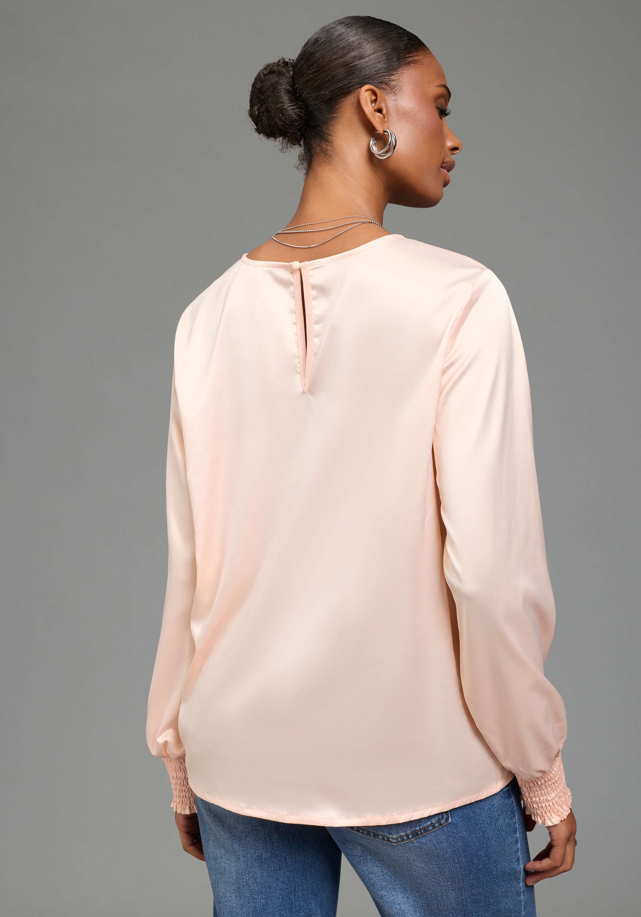 Laura Scott Blouse à enfiler blouse ample, manches longues, en tissu léger tissé