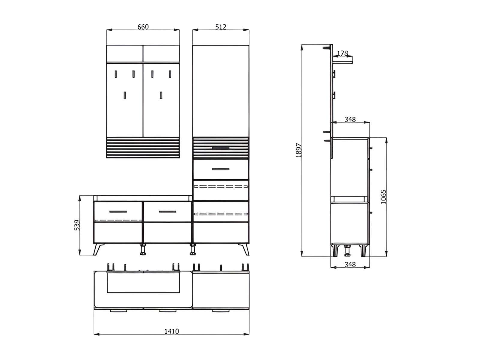 Home affaire Garderoben-Set »Sein Kompaktgarderobe, Flurgarderobe, Dielenschrank, Hochglanzfronten« Komplett-Set, 5 Stk. tlg.
