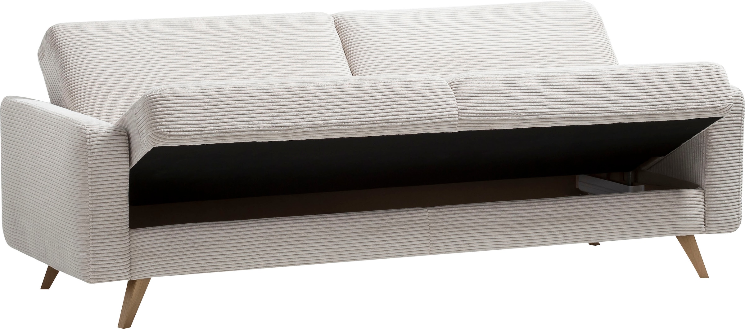 exxpo - sofa fashion 3-Sitzer »Samso, elegant und bequem, aktueller Cord Bezug, Kippcouch« hochwertige Verarbeitung, Schlafsofa inkl. Bettfunktion und Bettkasten