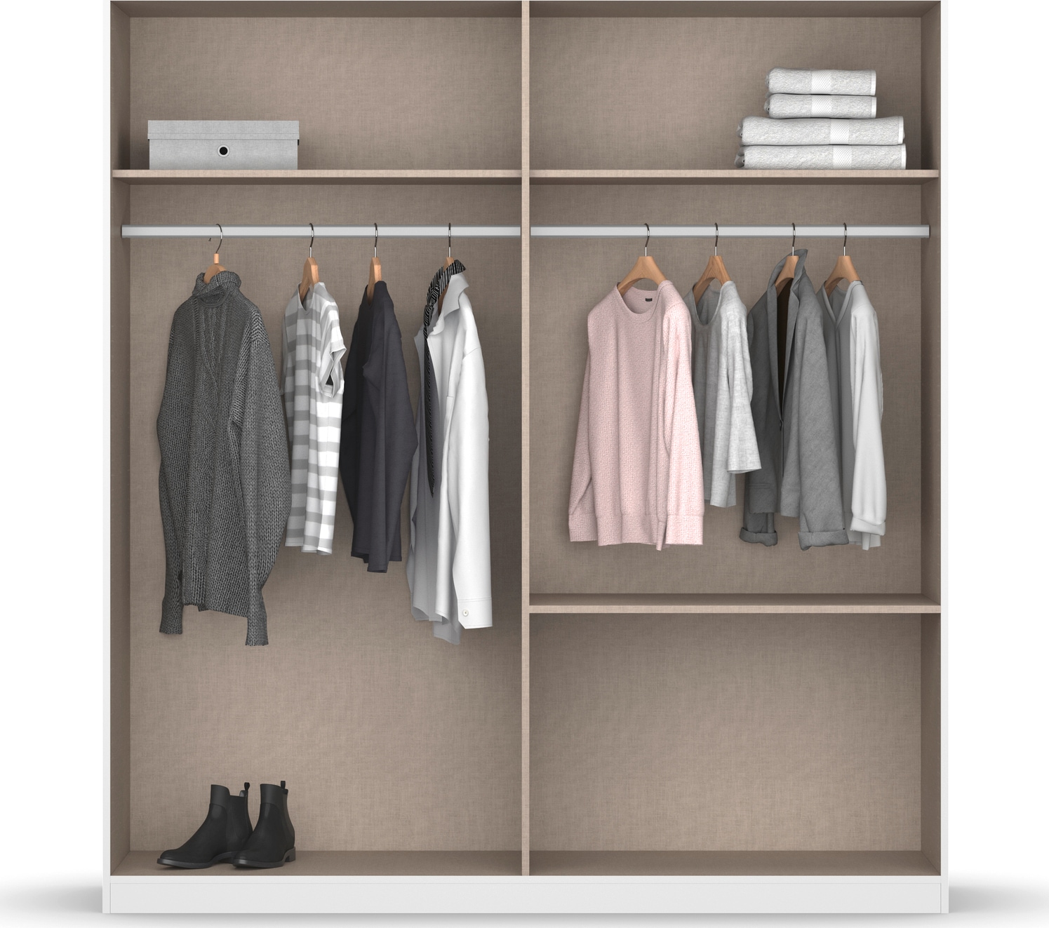 GOODproduct Armoire à portes battantes »Kleiderschrank Schrank Garderobe Wäscheschrank CHALLENGER« Largeurs 181/226 cm, hauteurs 197/210 cm,  poignées métalliques gris métal et tiroirs spacieux MADE IN GERMANY