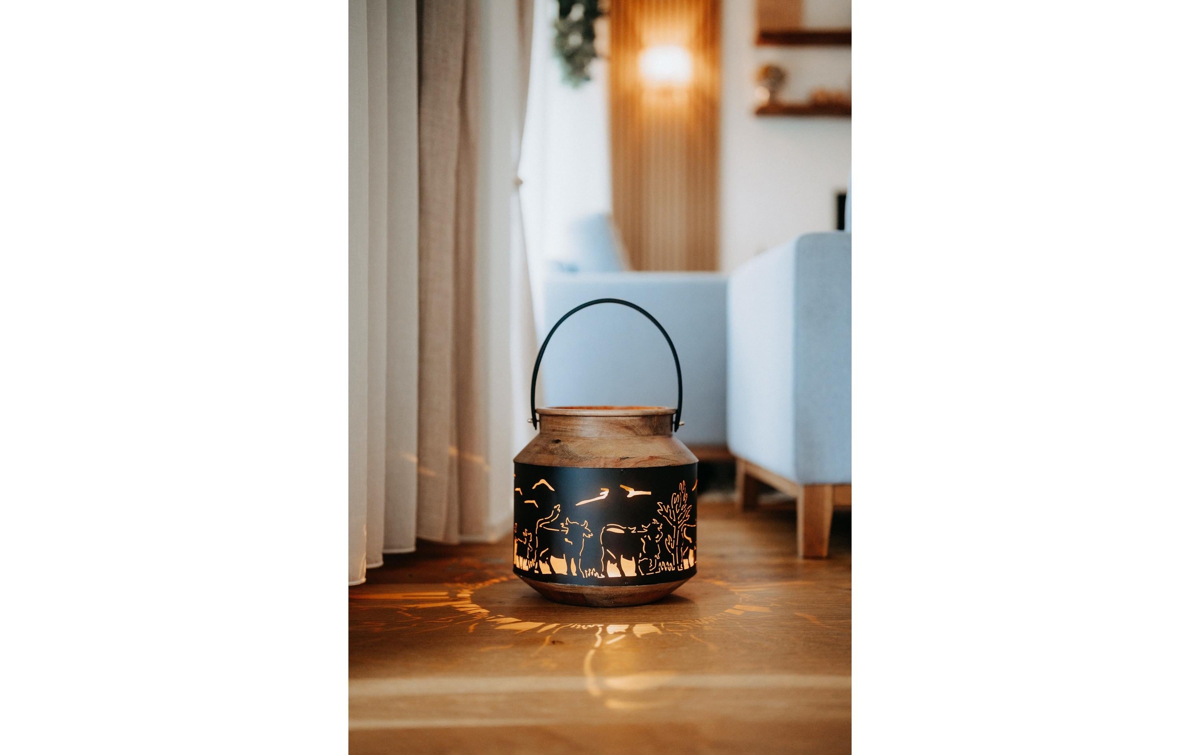 Kadastar Kerzenlaterne »Alpaufzug Familie« Laterne Scherenschnitt