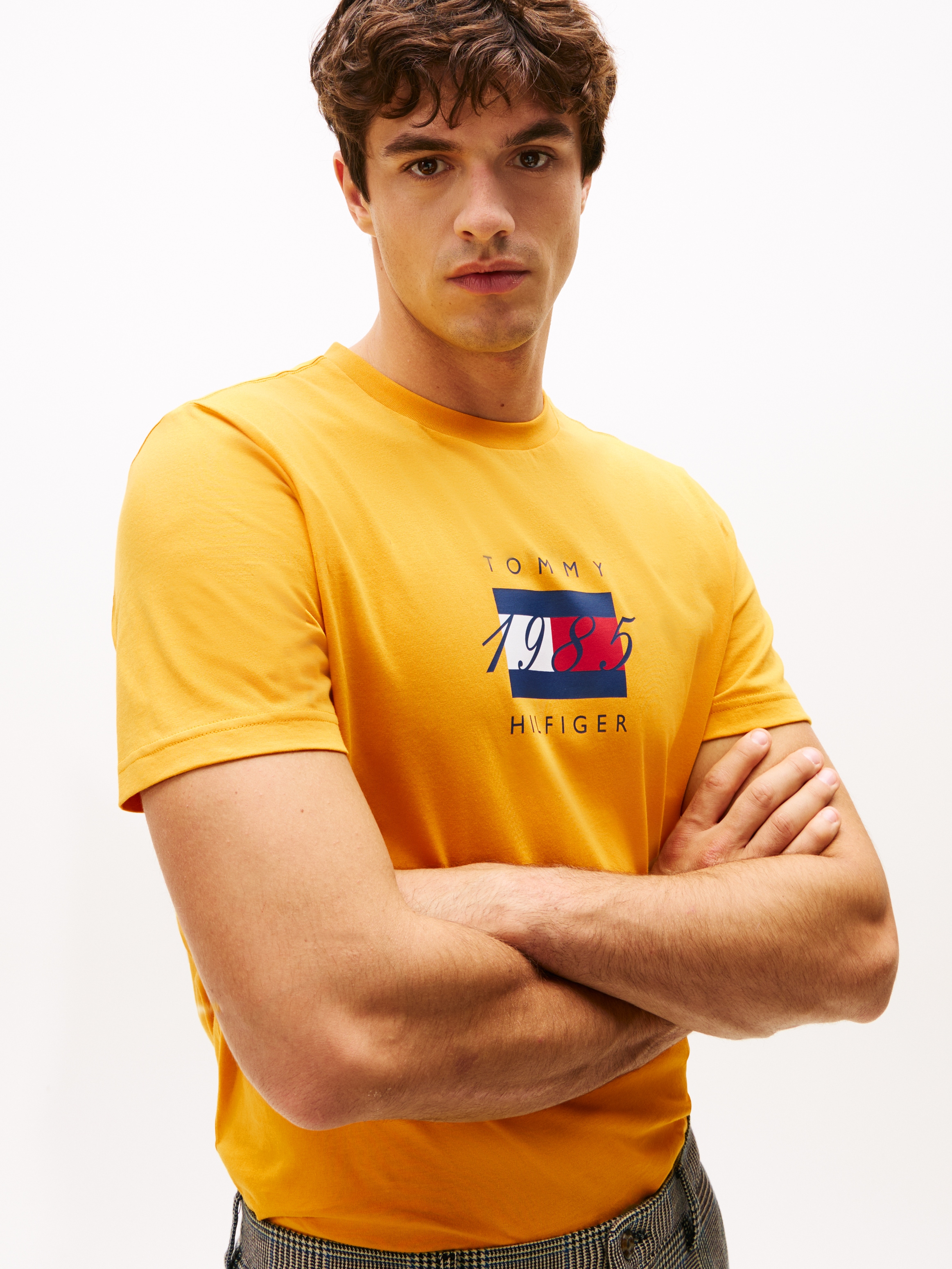 Tommy Hilfiger T-shirt »LINEAR FLAG GRAPHIC« Rundhals, regular fit, Jersey