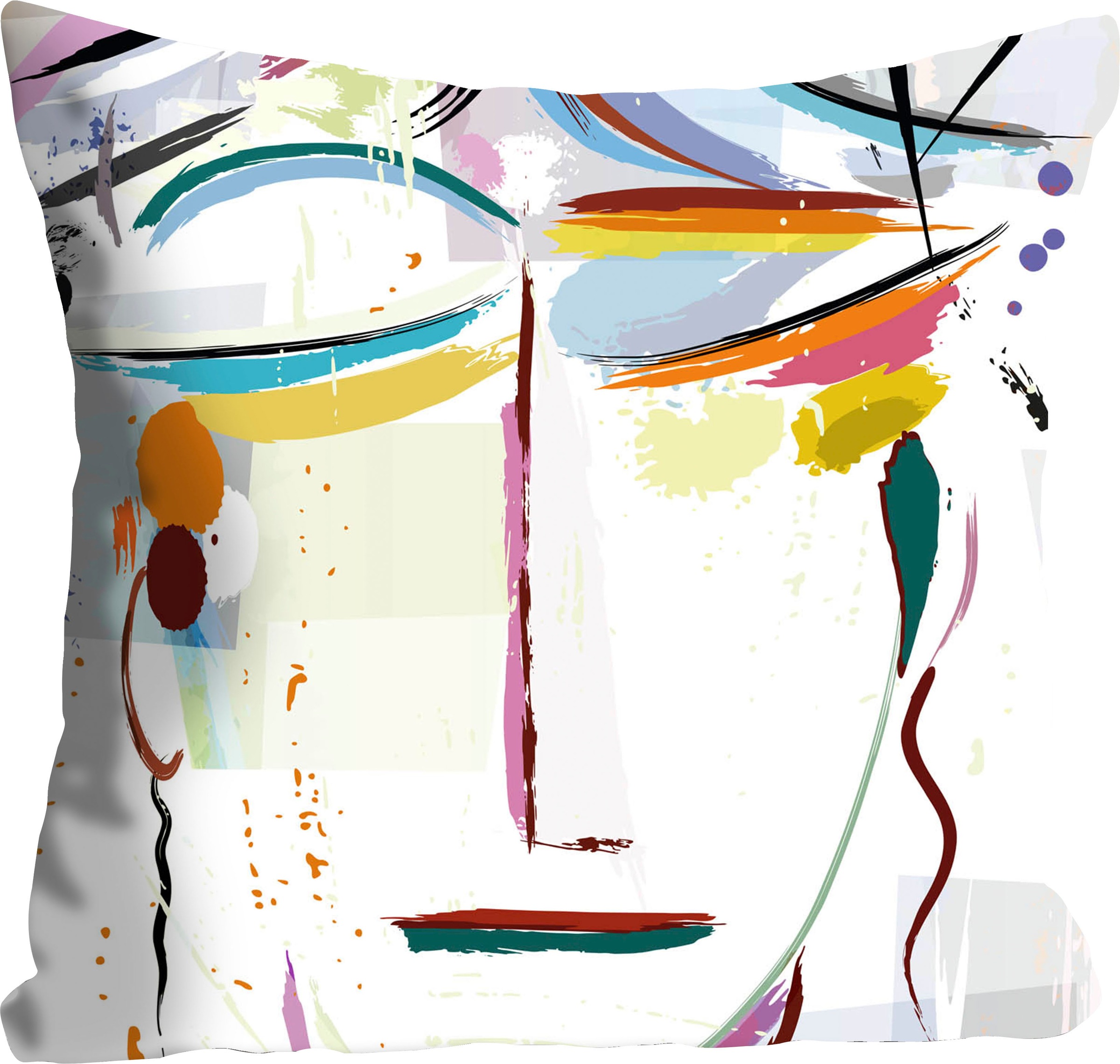 queence Coussin décoratif »Kim« Kissenhülle,Abstraktes Gesicht,Modern,Kunstvoll,Geometrisch