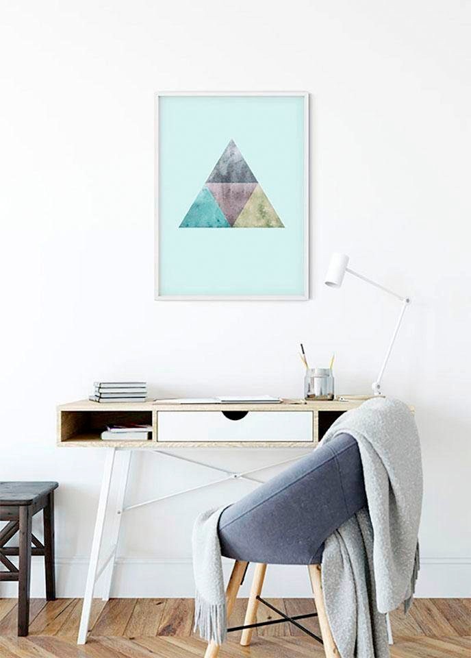 Komar Bild »Triangles Top Blue« Formen | Kunst 1 Stk. tlg. Wandbild zur Dekoration - ohne Rahmen
