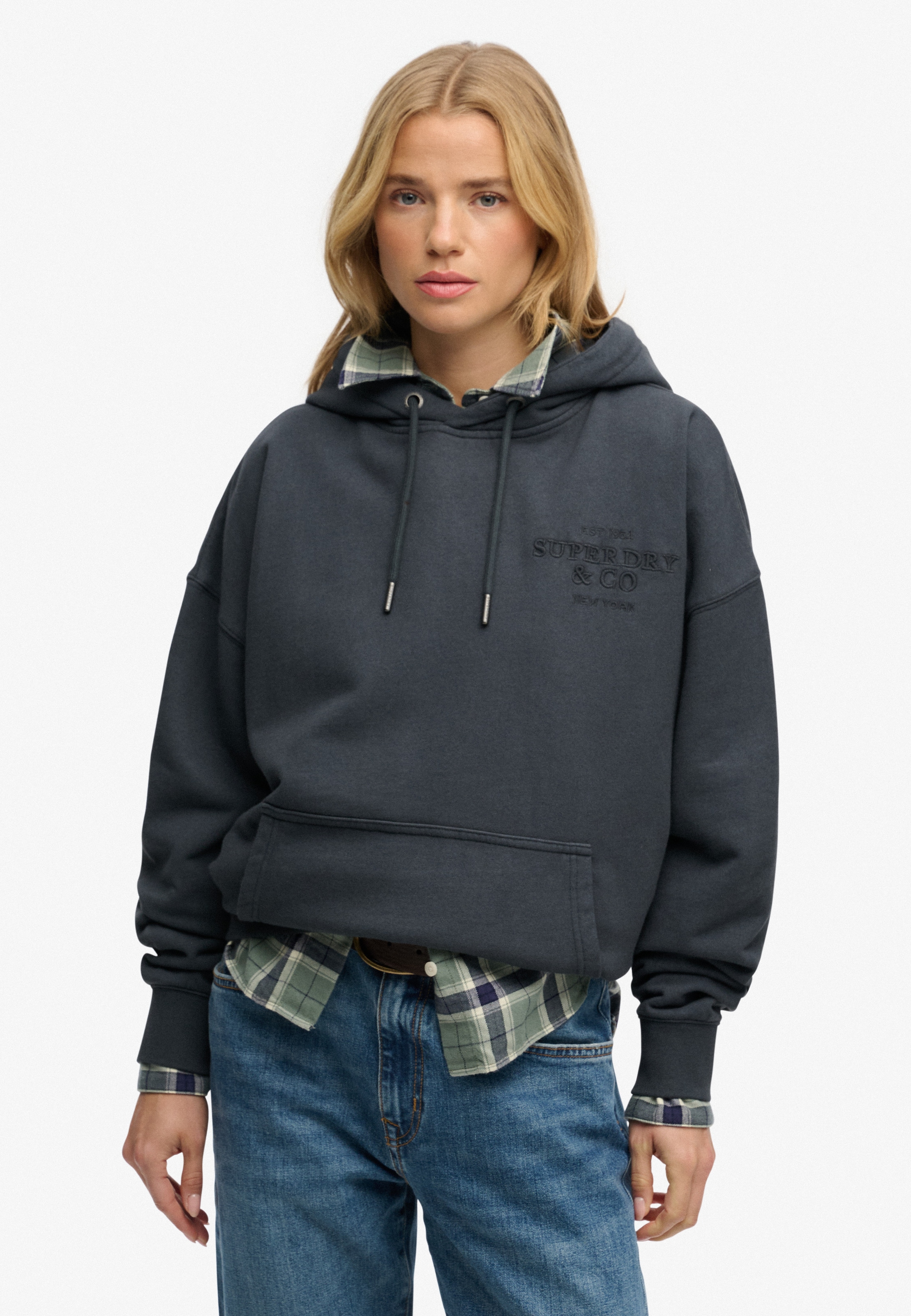 Superdry Kapuzensweatshirt »Luxe Casual Emb Relaxed Hood«, Baumwolle, oversize
