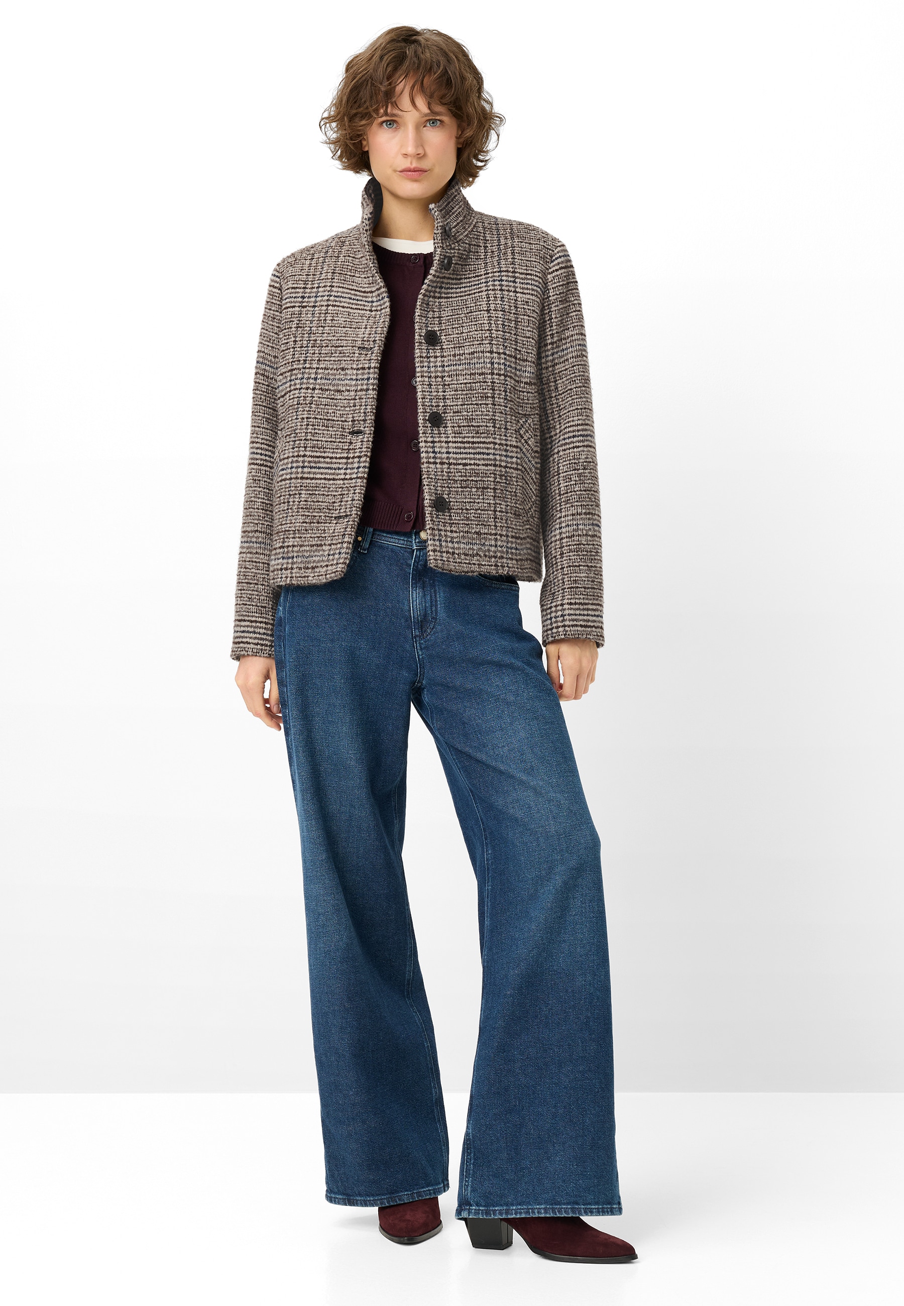 Fuchs Schmitt Veste en laine »Wolljacke« col montant, coupe régulière, poches passepoilées