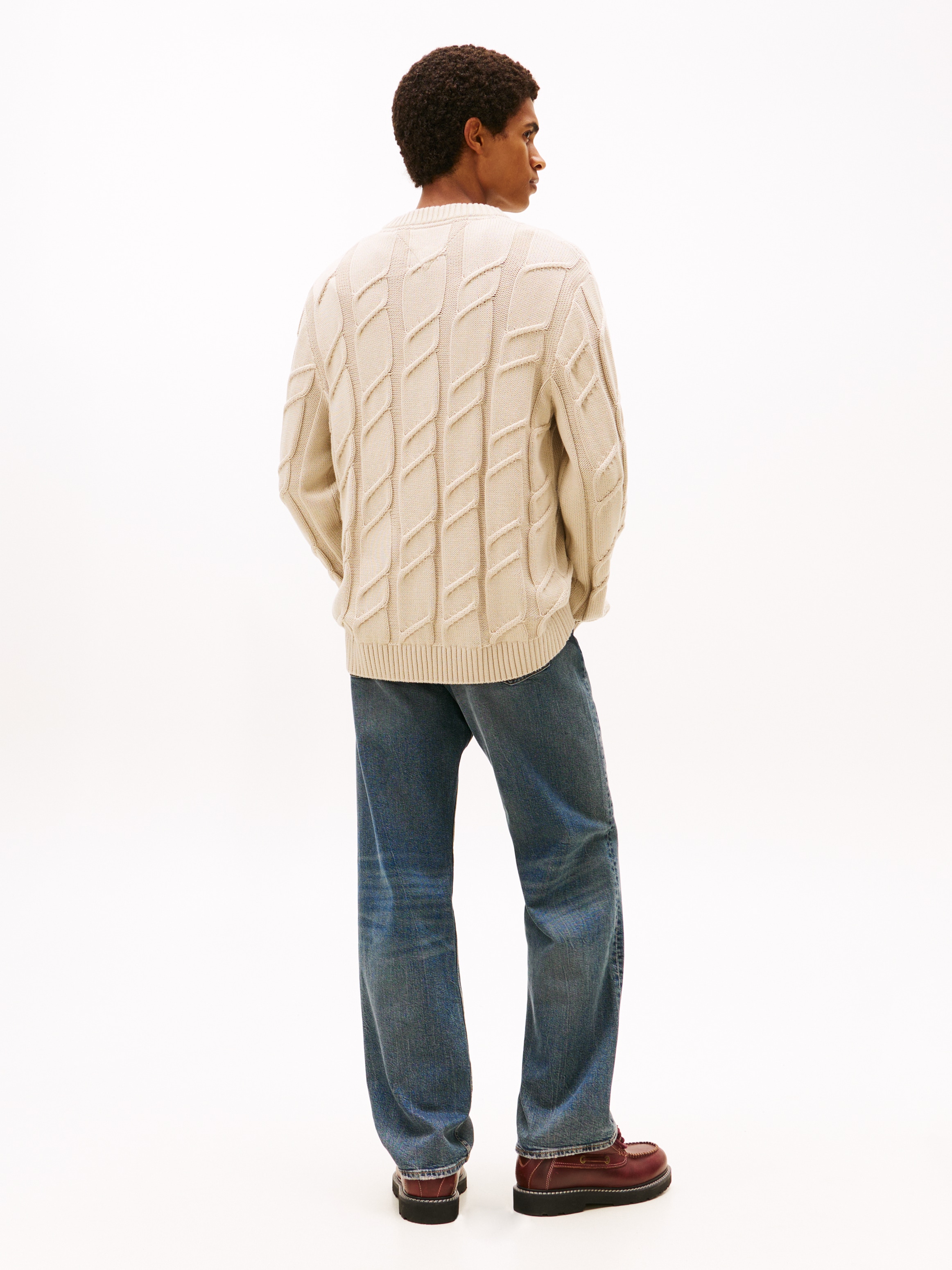 Tommy Jeans Pull à col rond »TJM REG CHUNKY CABLE« Grobstrick mit Zopfmuster, regular fit, Rundhals