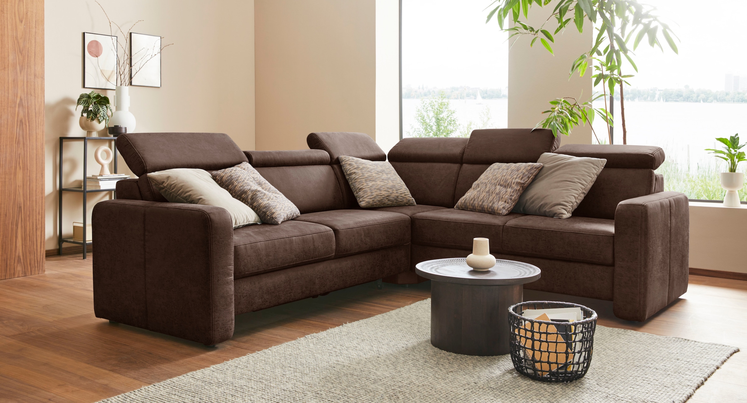 sit&more Canapé d'angle »Bologna L-Form« Kopfteilverstellung, wahlweise mit Bettfunktion und Schubkasten