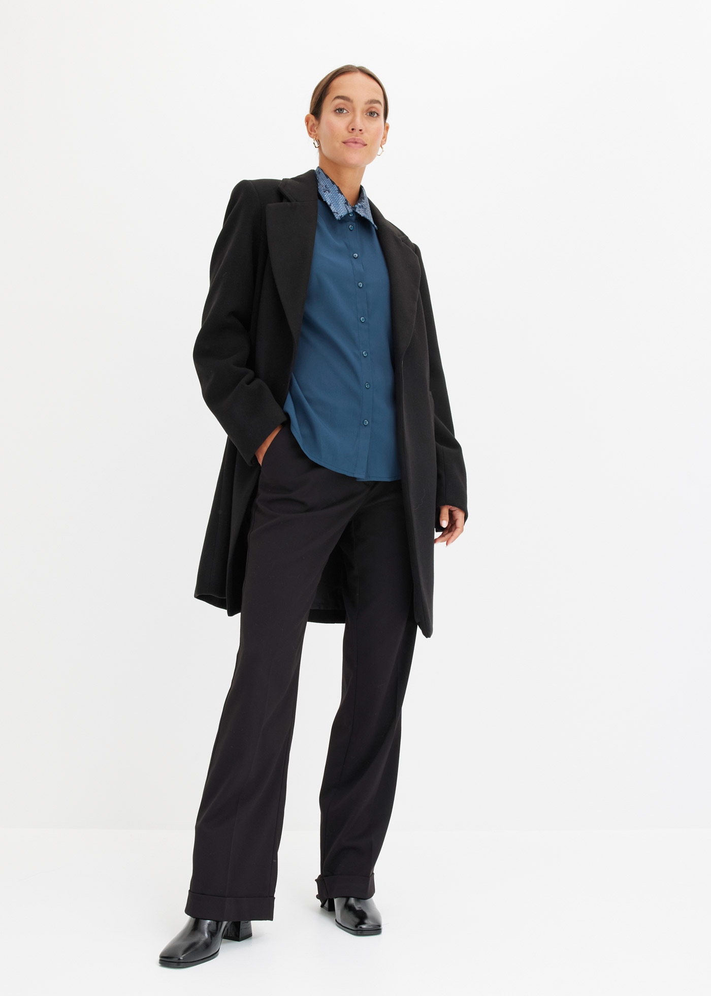 bonprix Pantalon marlène »Marlenehose«  weite Hose, mit Bügelfalte und Umschlagsaum, lockere Passform