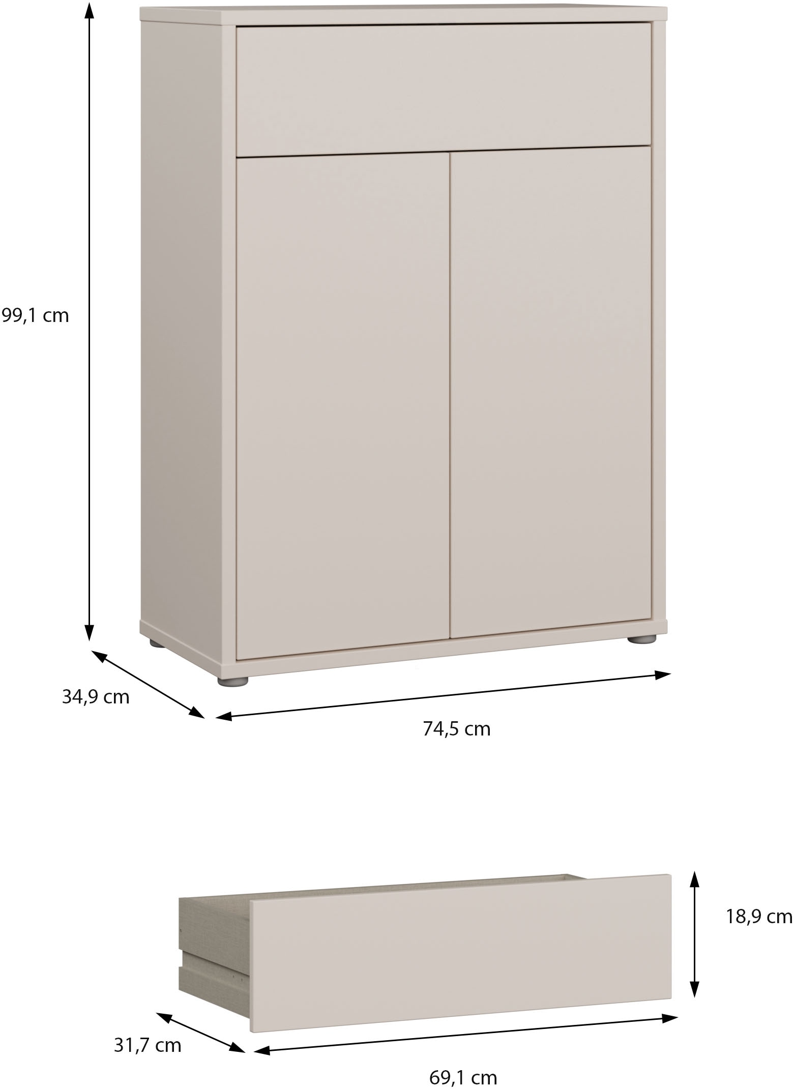 FORTE Armoire à chaussures »Alice Springs« L/H/P 74,5/99,1/34,9 cm Push to open, 12 paires de chaussures
