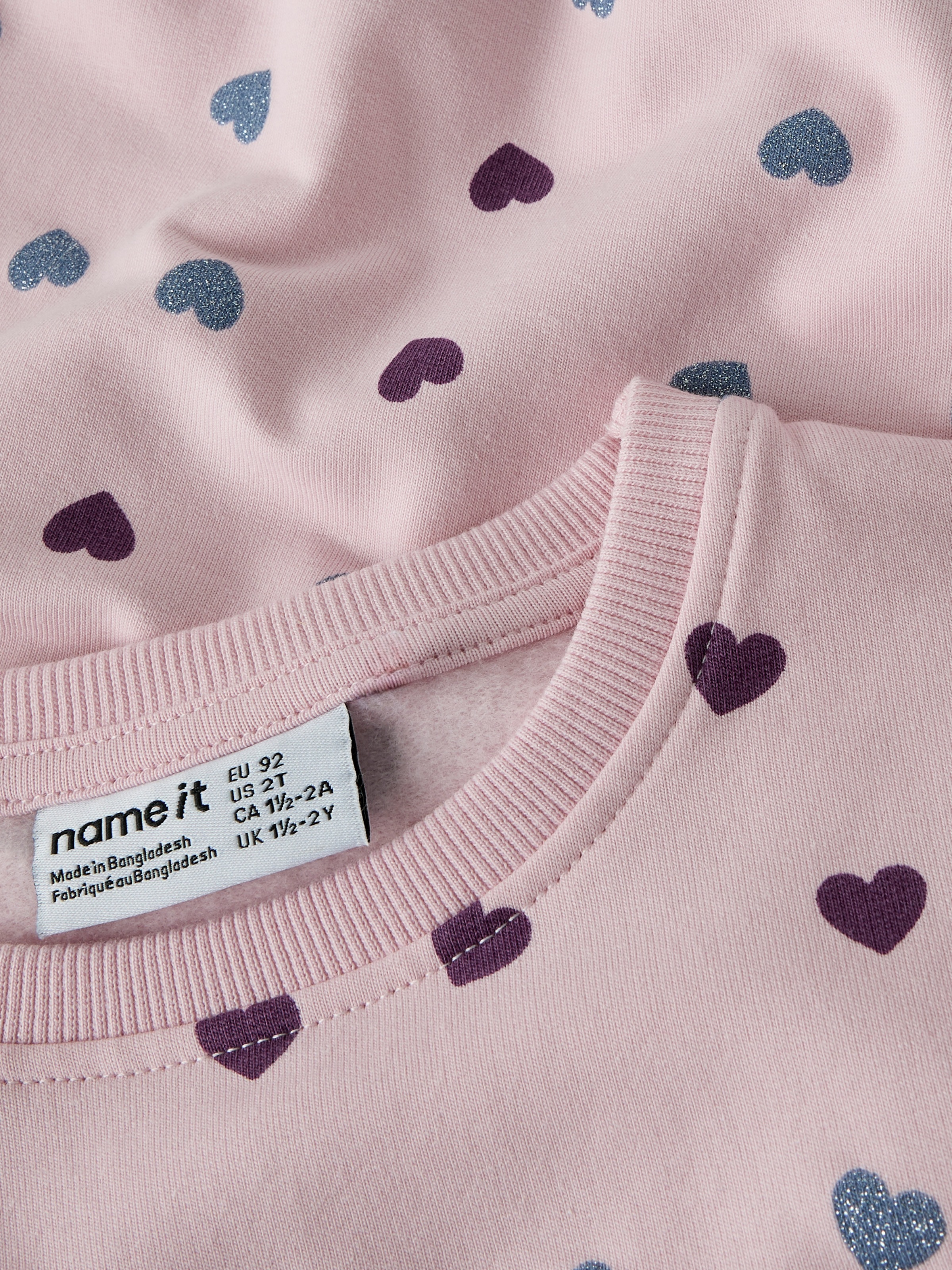Name It Sweatshirt »NMFSOLEA LS NREG SWE BRU«, Baumwollmischung, Glitzerdetails, Druck, Langarm
