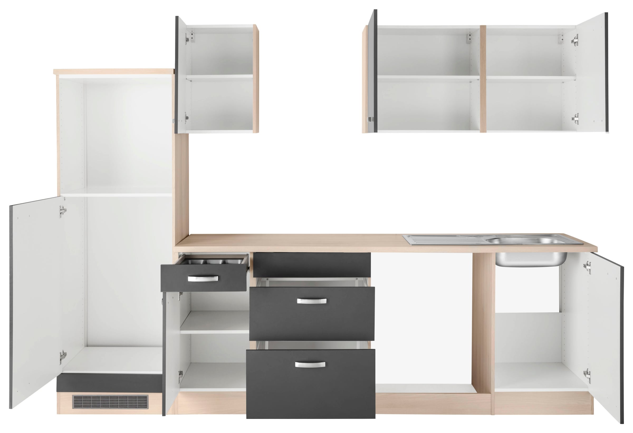 OPTIFIT Küchenzeile »Faro« Breite 270 cm, wahlweise mit E-Geräten, mit Arbeitsplatte