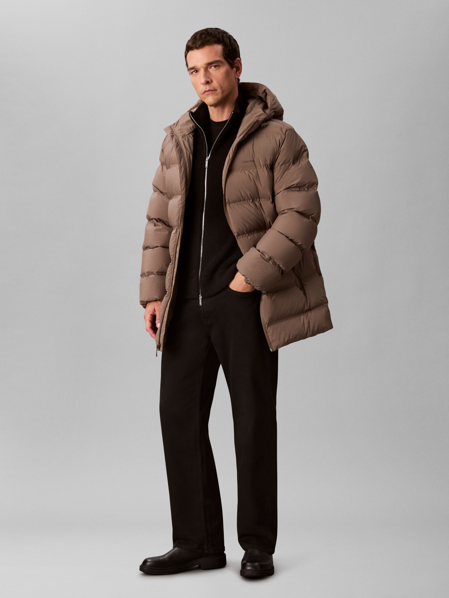 Calvin Klein Manteau matelassé »LS BONDED CHNNLD LONG HOODED PUF« Mit Rundhalsausschnitt, regular fit