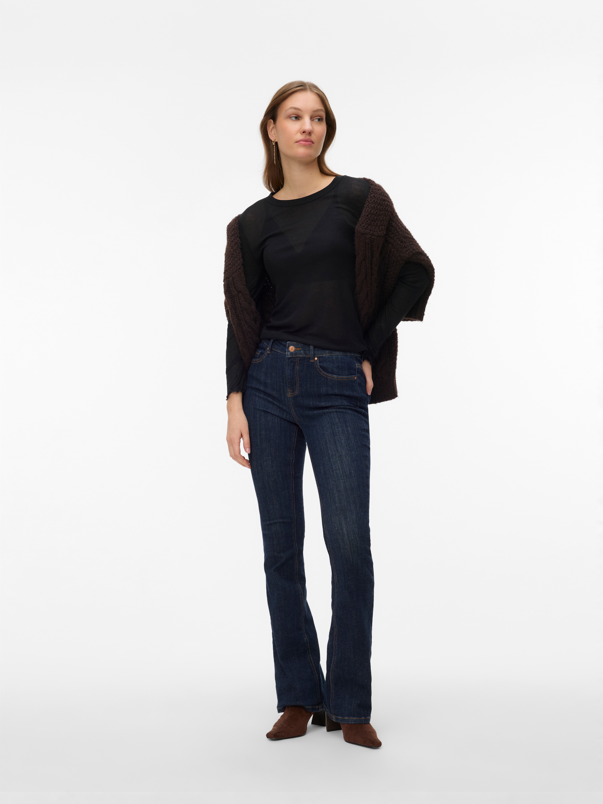 Vero Moda T-shirt à manches longues »VMARIEL LS TOP JRS NOOS« mélange de matières, ourlet ondulé