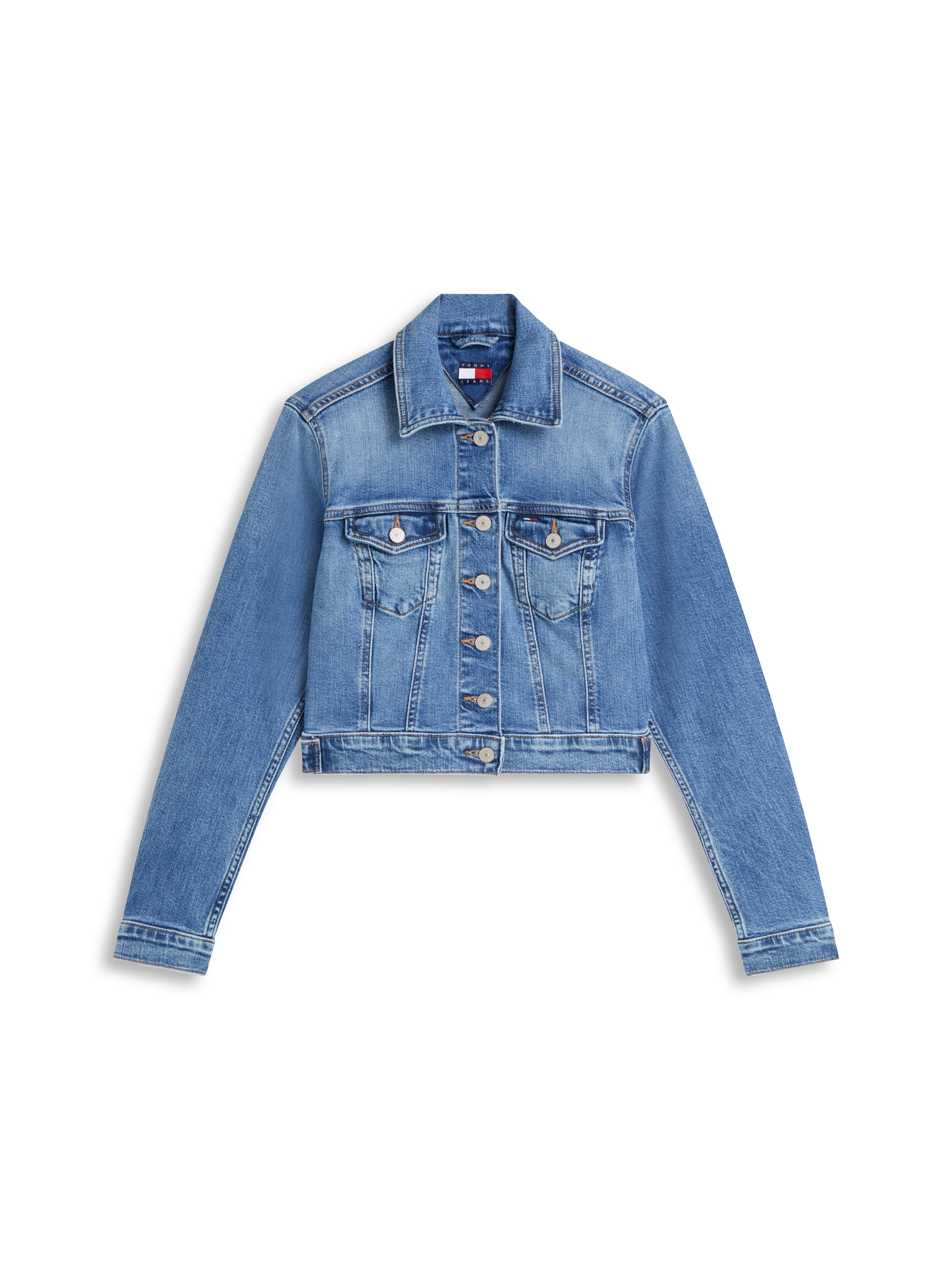 Tommy Jeans Veste en jean »NEW SLIM TRUCKER JACKET CJ8138« mélange coton, coupe slim, poches poitrine