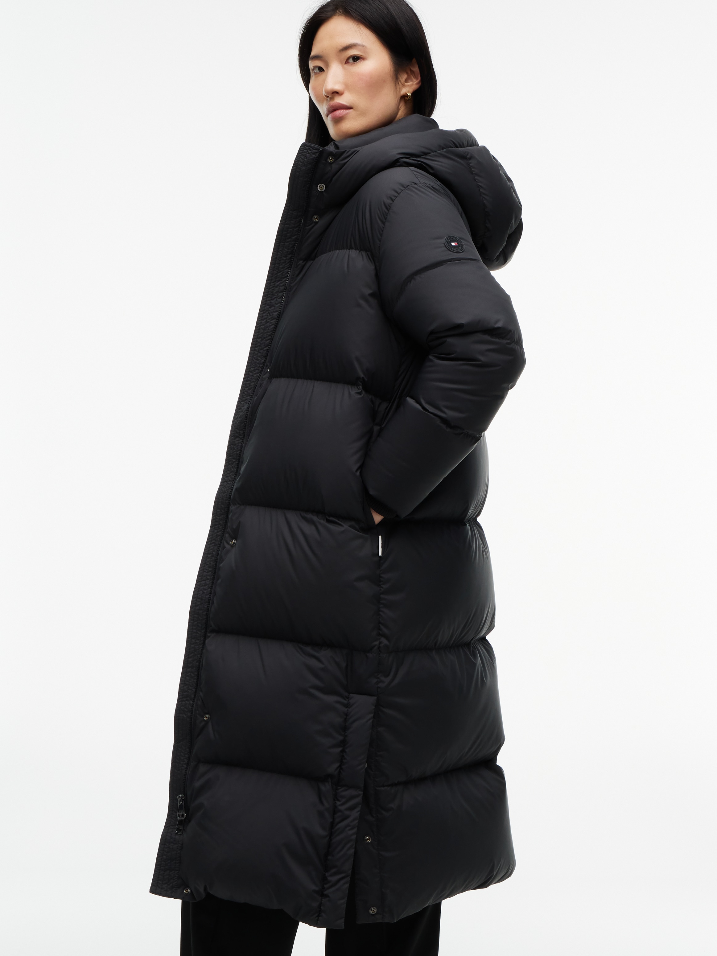 Tommy Hilfiger Steppmantel »DOWN MAXI MODERN COAT« Kunstfaser, Kapuze