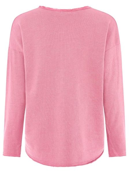 Zwillingsherz Sweat-shirt »"Positive Mind"«, ausgefranster V-Ausschnitt, Used Look, Langarm, Schriftzug
