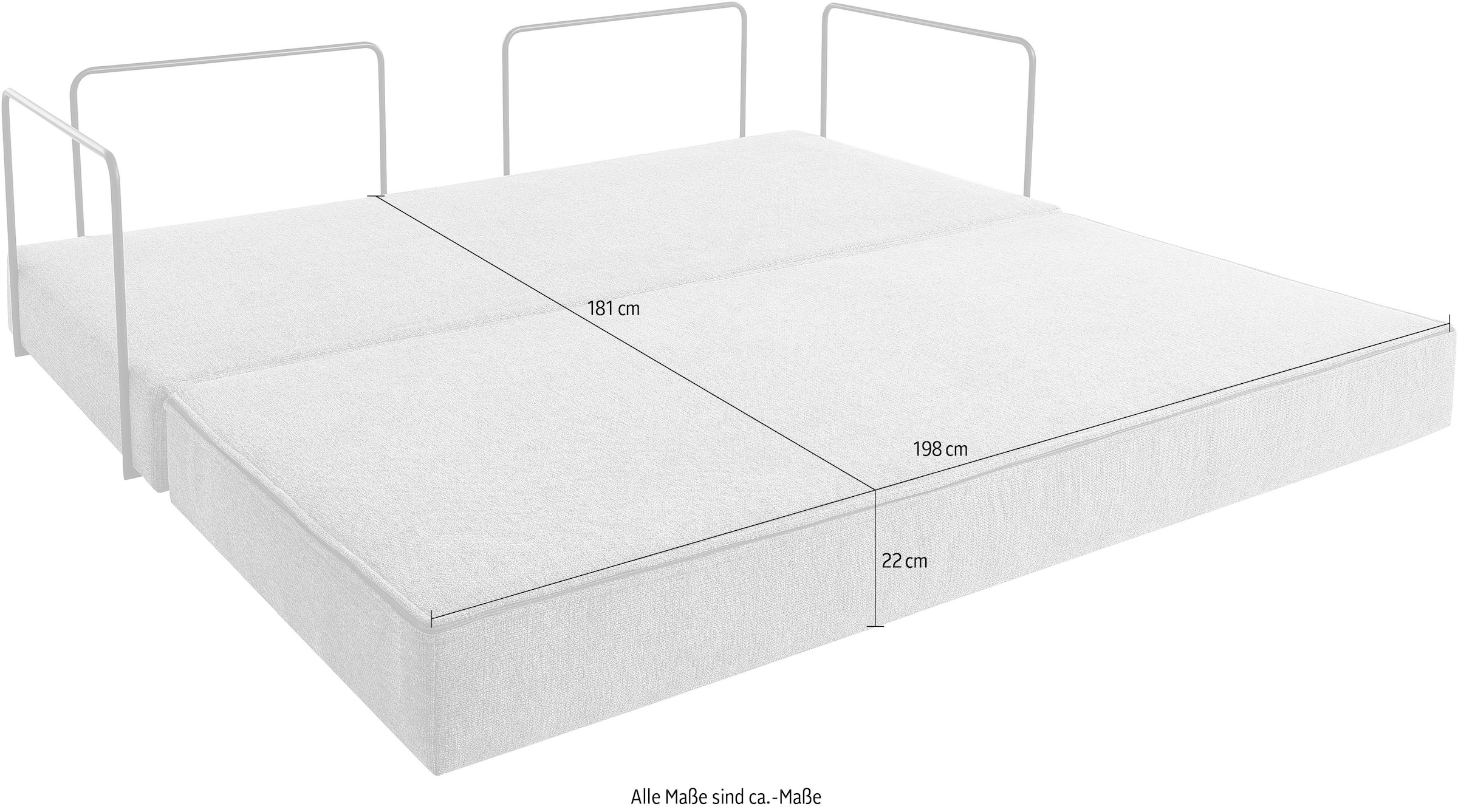homsy by Ana Johnson Schlafsofa »Folda, Dauerschläfer, Breite 206 cm, Liegefläche 181x198 cm« mit Bett-/Schlaffunktion, inkl. 1x Zierkissen, Tonnentaschenfederkern
