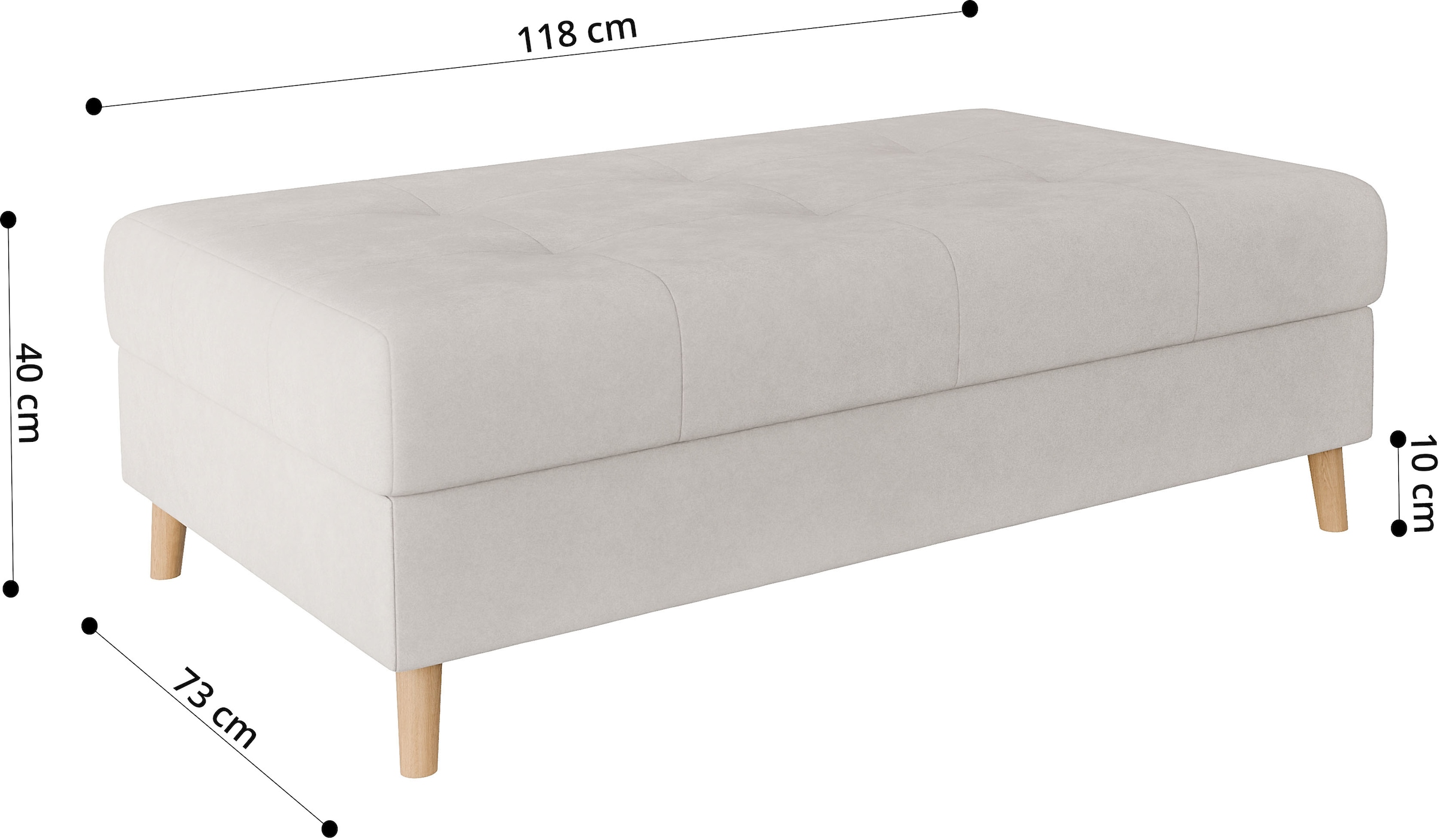 Home affaire Tabouret rembourré »CHARRE XXL, Steppung im Sitzbereich, Masse: B/T/H: 118/73/40 cm« passend zur Serie CHARRE, auch in Cord und Bouclé,