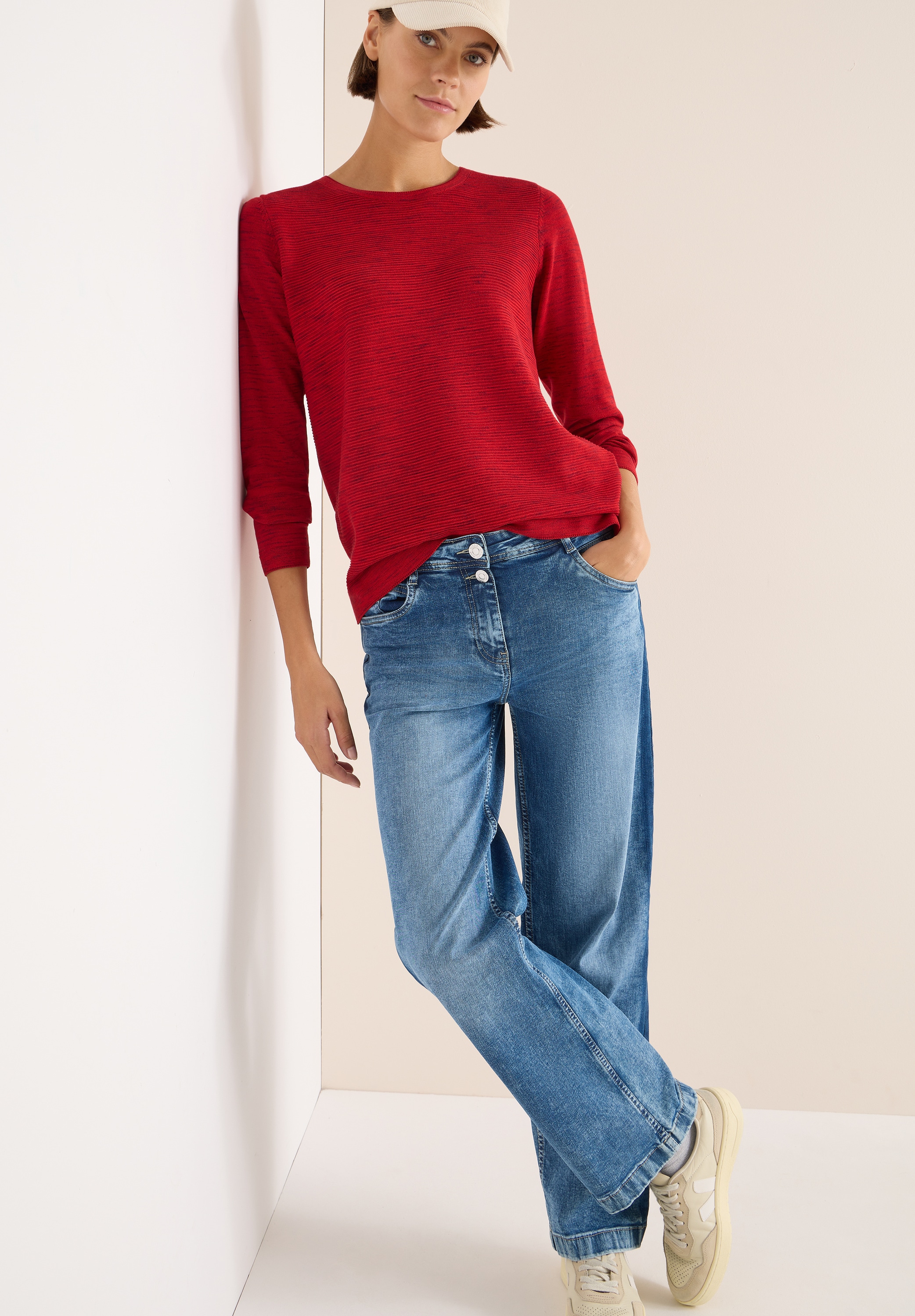 Cecil Pull à col rond mit Struktur