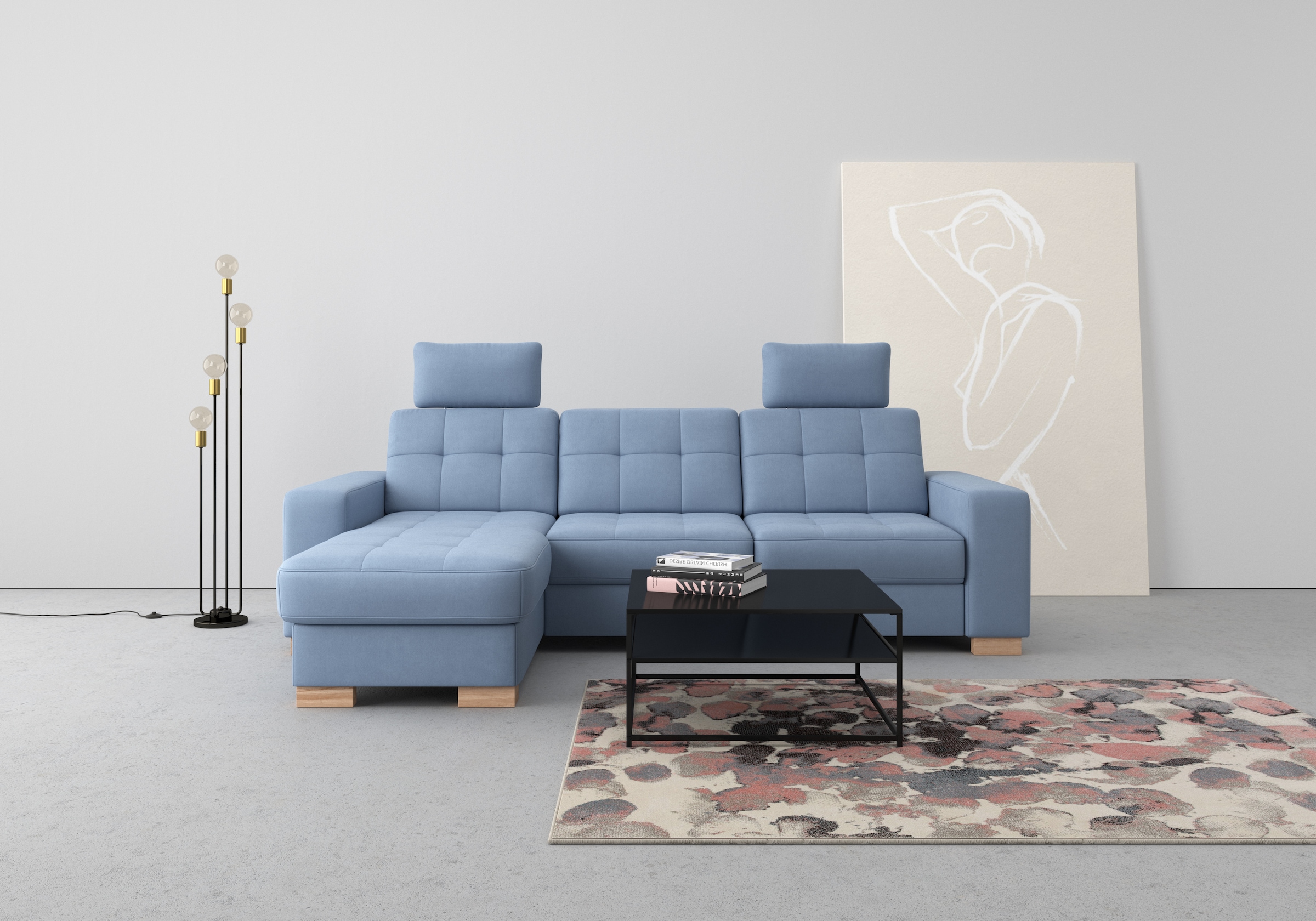 sit&more Ecksofa »Quincy L-Form« wahlweise mit Bettfunktion und Bettkasten