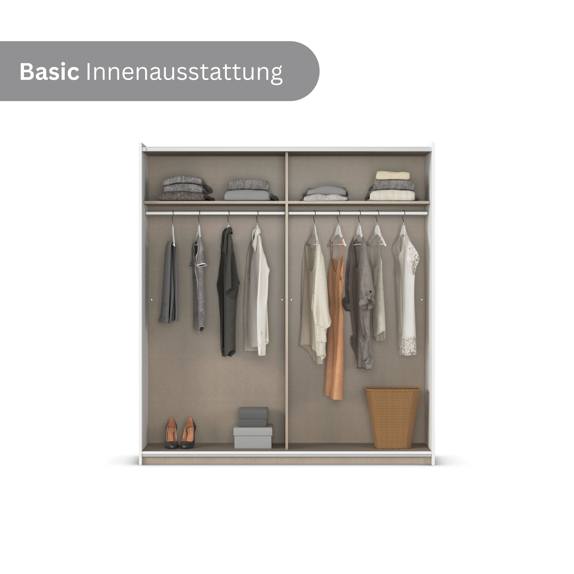 rauch Schwebetürenschrank »Kleiderschrank Schrank Garderobe  AURELIO« 3 Ausstattungen BASIC/CLASSIC/PREMIUM (inkl. SOFT-CLOSE-FUNKTION),  zeitloses Design, viele Farben, Breiten 175/218/261 cm MADE IN GERMANY