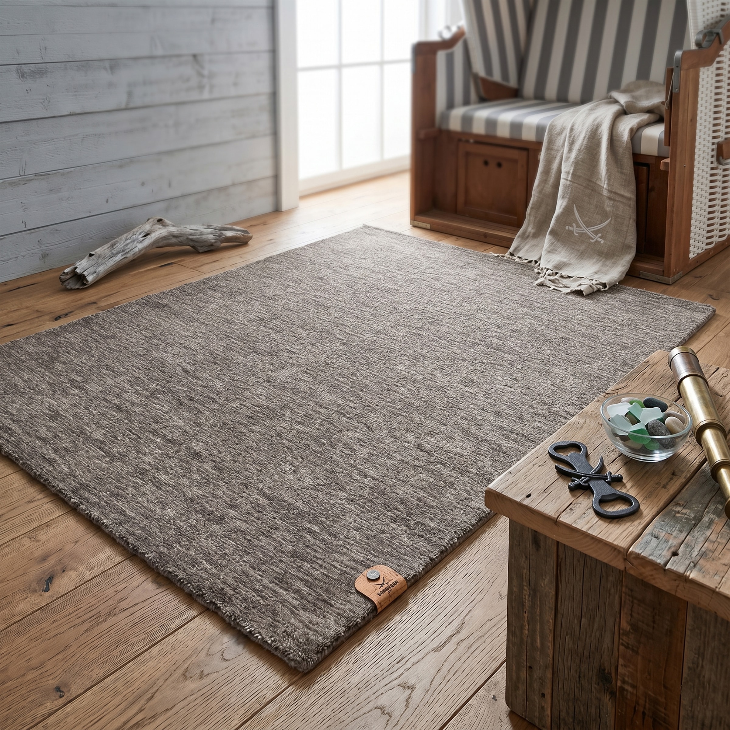 Sansibar Tapis en laine »List« Rectangulaire 13 mm Höhe Kurzflor, Handweb Teppich, meliert, reine Wolle, handgewebt