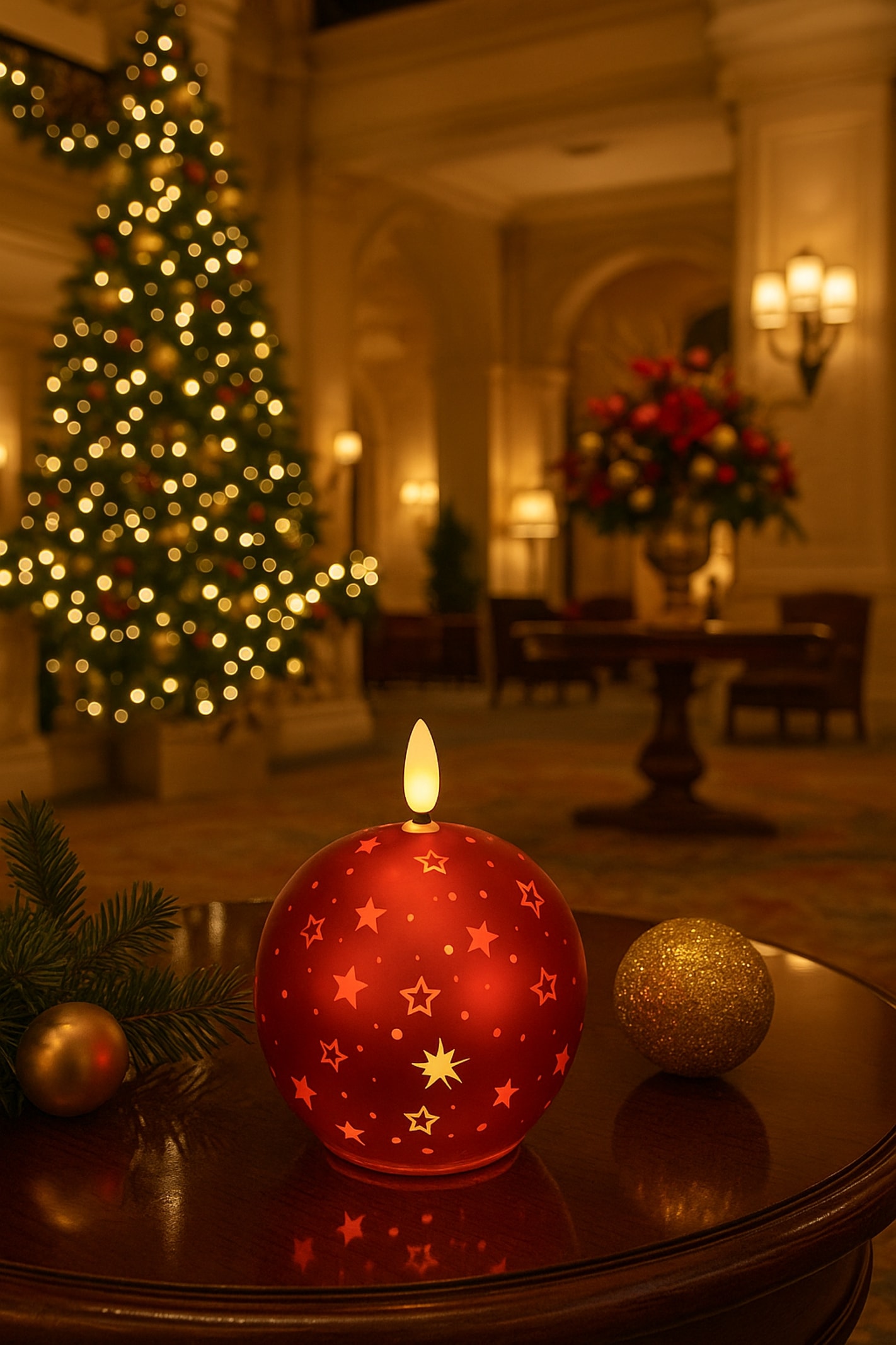 I.GE.A. LED-Kerze »Kugel-Kerze B« aus Glas batteriebetrieben mit Timer Adventskranz Adventskerzen