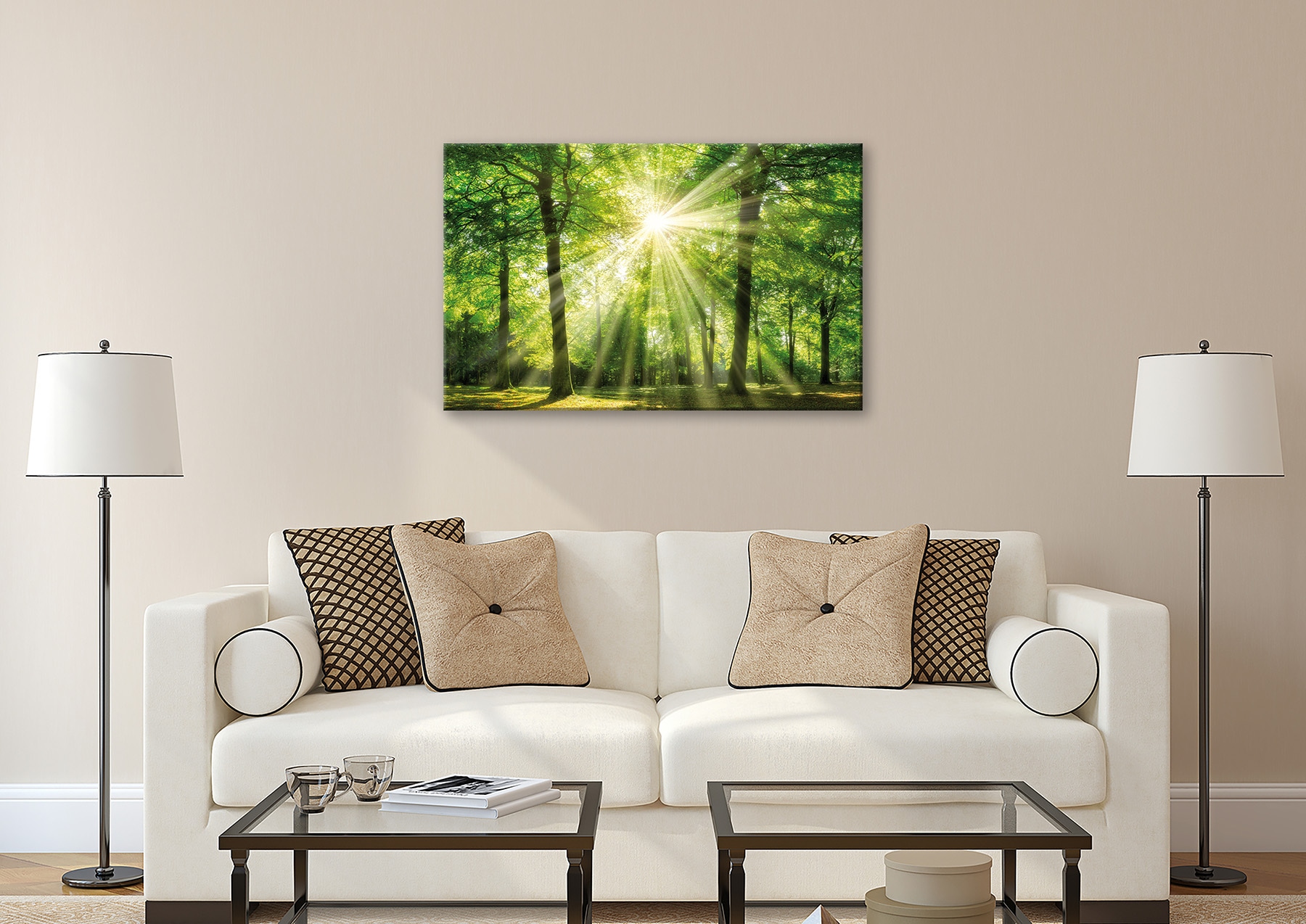 Bönninghoff Tableau sur toile »Wandbild WALD  – Leinwandbild Keilrahmen« Forêt | Nature | Prairies et arbres 1 cuis tlg. tendu sur châssis