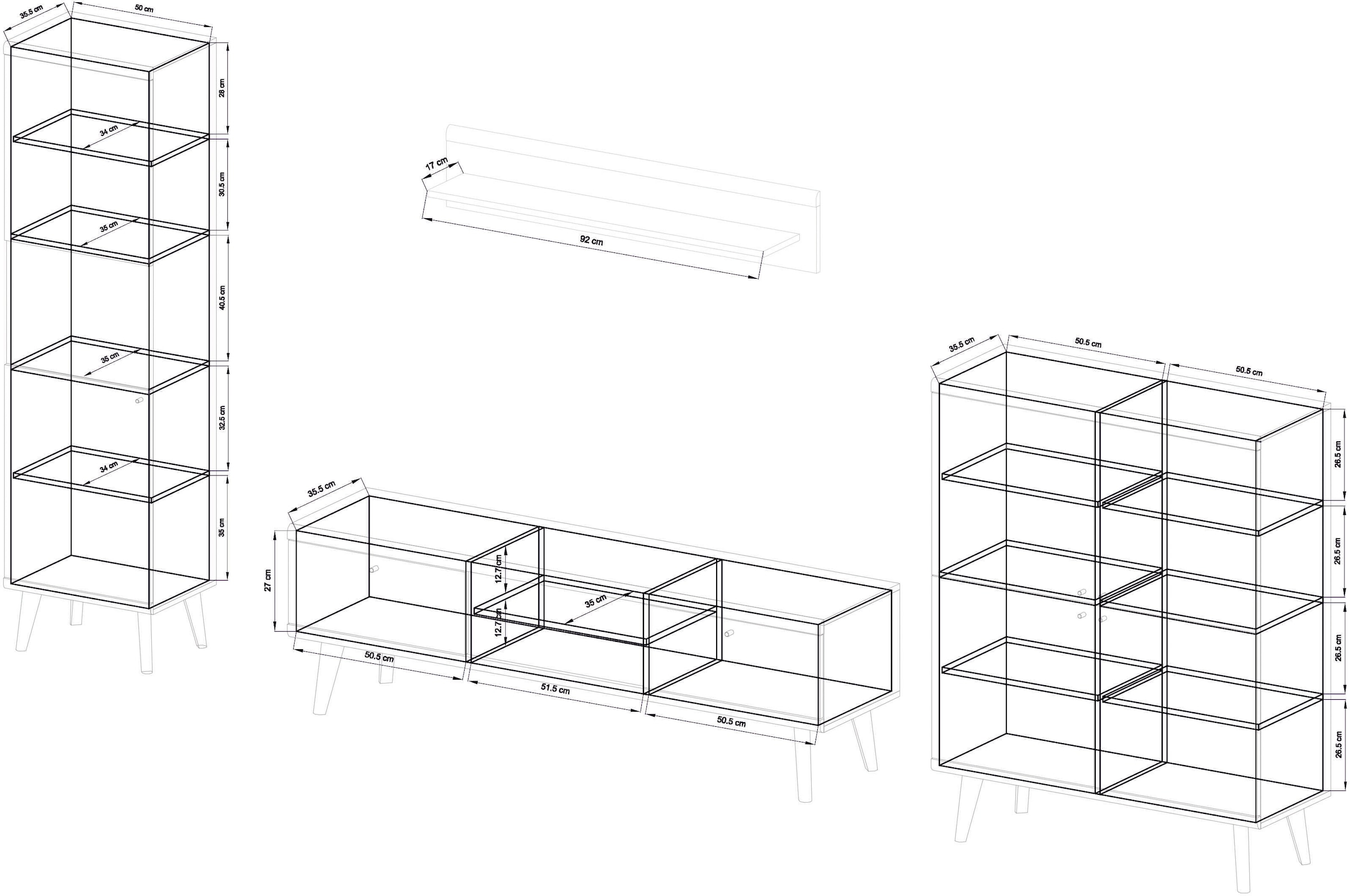 Home affaire Meuble mural »MAVAS« Set, 4 cuis tlg.