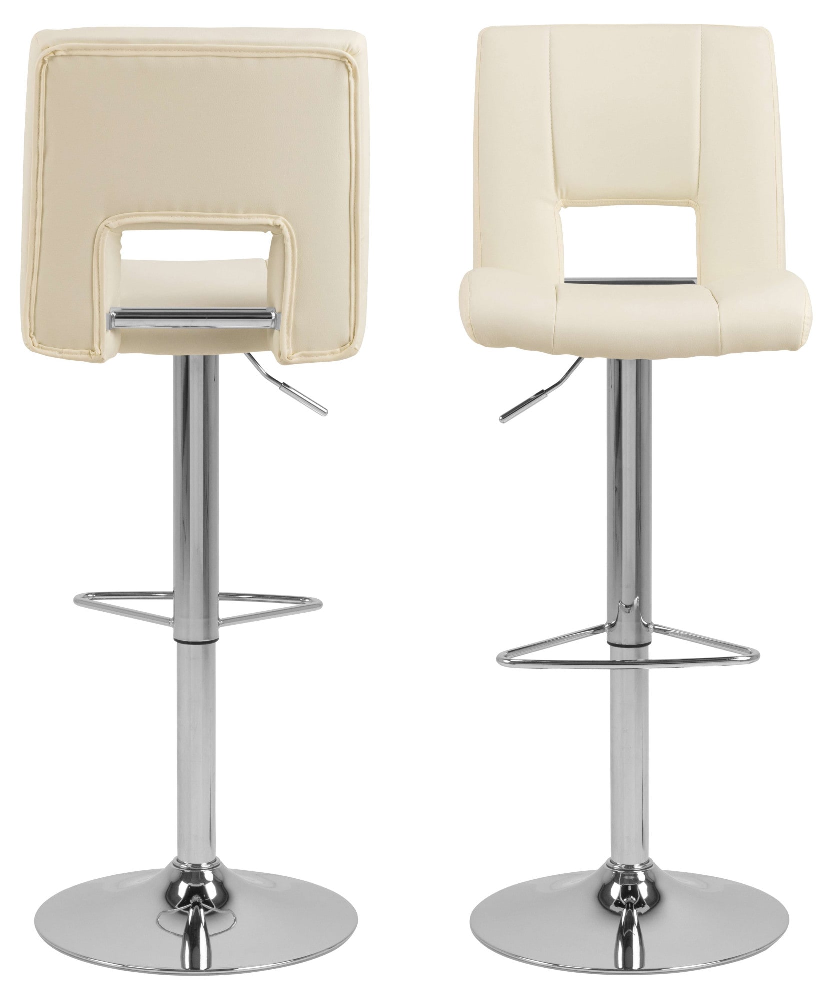 ACTONA GROUP Tabouret de bar »Sylvia Barstuhl, Höhenverstellbar, Chrom,« pied trompette, vérin à gaz, pivotant, coutures verticales, lot de 2