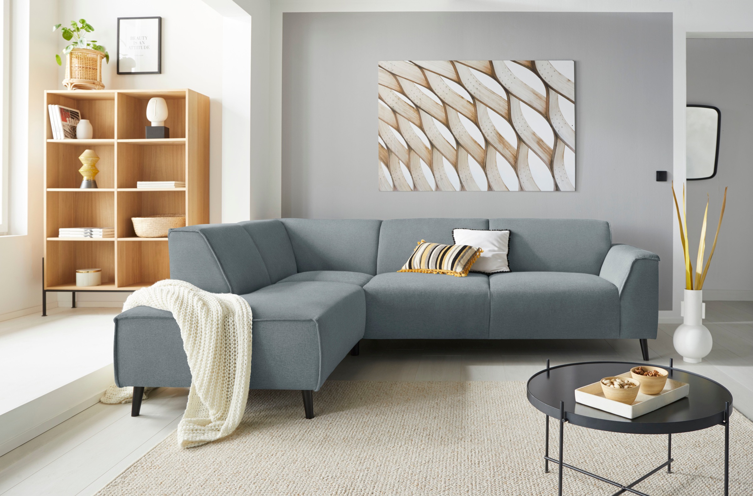 DOMO collection Canapé d'angle »Amora, bequem und zeitlos, L-Form« mit Federkern für mehr Sitzkomfort