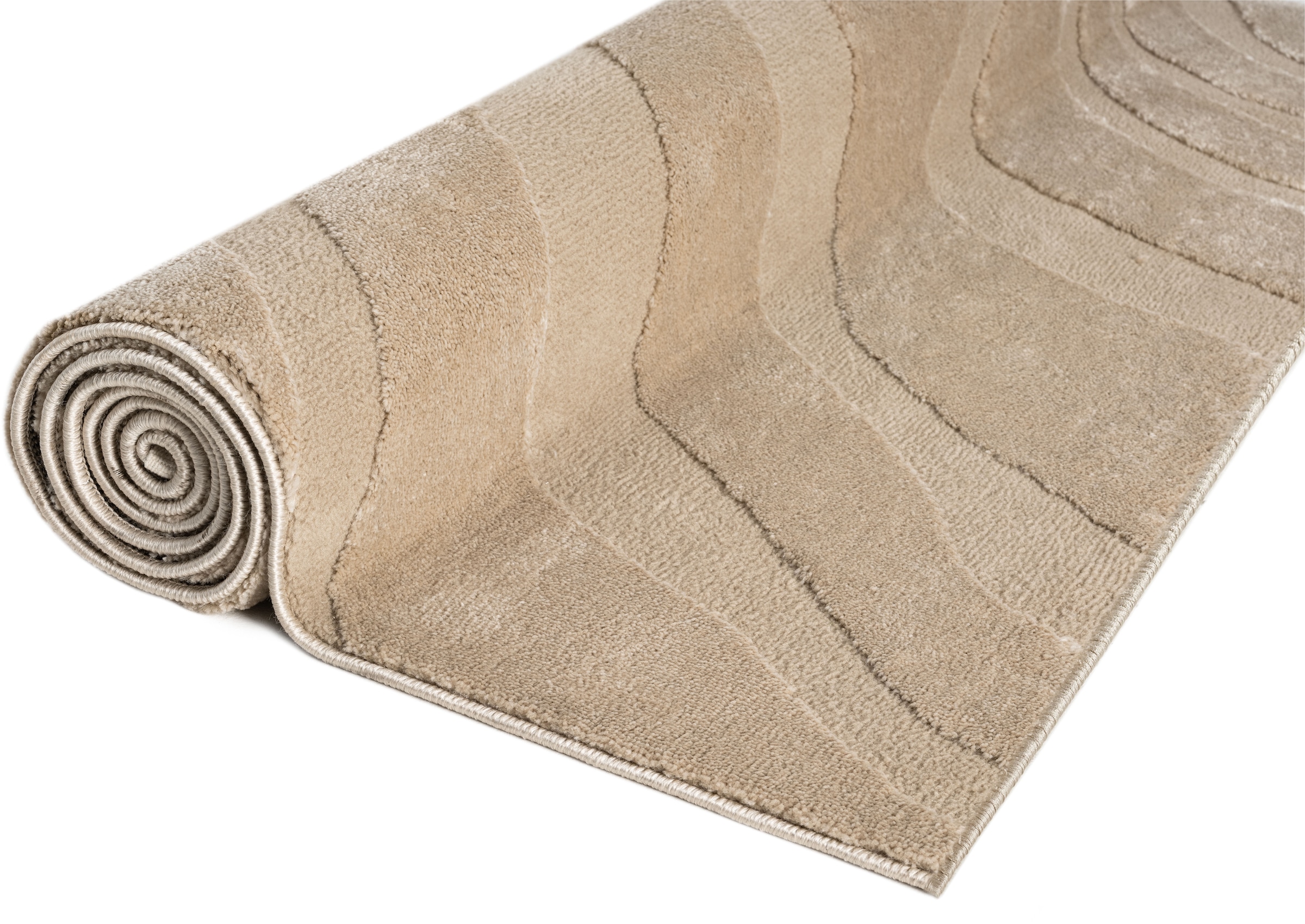 GOODproduct Teppich »Benia, Hoch-Tief-Struktur« rechteckig 19 mm Höhe Wellen-Design, leichter Glanz, modern, Wohnzimmer, Schlafzimmer