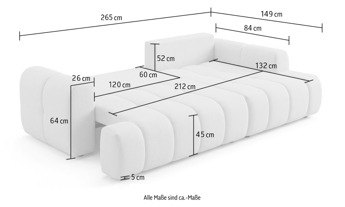 GOODproduct Canapé d'angle »LIOORA Schlafsofa mit Bettkasten, Breite 265 cm, Verlässliche Qualität« Forme en L avec fonction lit et coffre, méridienne droite/gauche